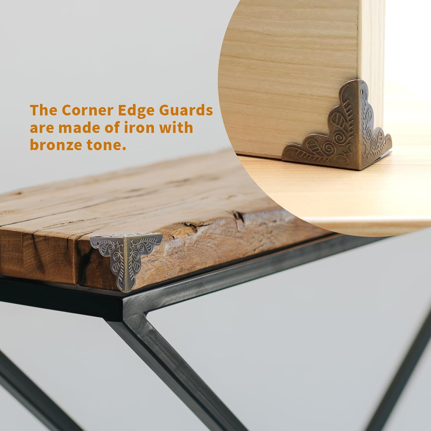 Bitray 48Pcs Antique Corner Decorative Corner 25Mm Vintage Edge Guard Bronze Tone Box Corner Protector with Screws - Bronze image number 6