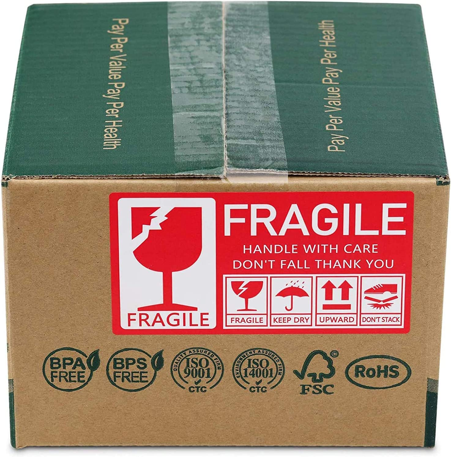 AUTENS Shipping Labels Fragile Stickers, 250Pcs 1 Roll 130 X 70Mm Labels, Warning Stickers with Notice Handle with Care Do Not Fall Thank You, Keep Dry Upward Do Not Trample (Red) image number 2