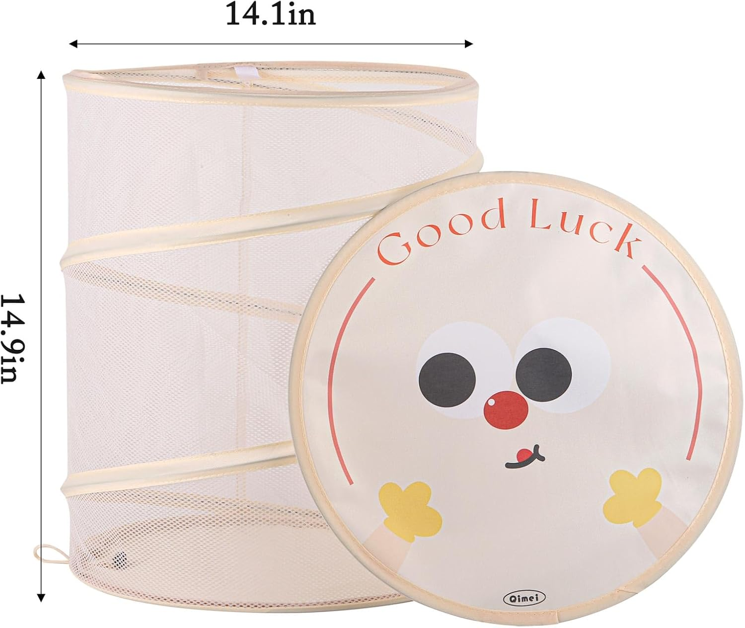 BTYMS Kids Pop-Up Laundry Basket with Lid - Collapsible Laundry Hamper, Breathable Mesh Storage for Baby Clothes & Girls Toys, Space-Saving Nursery Organizer (36&times;36&times;38Cm) image number 4