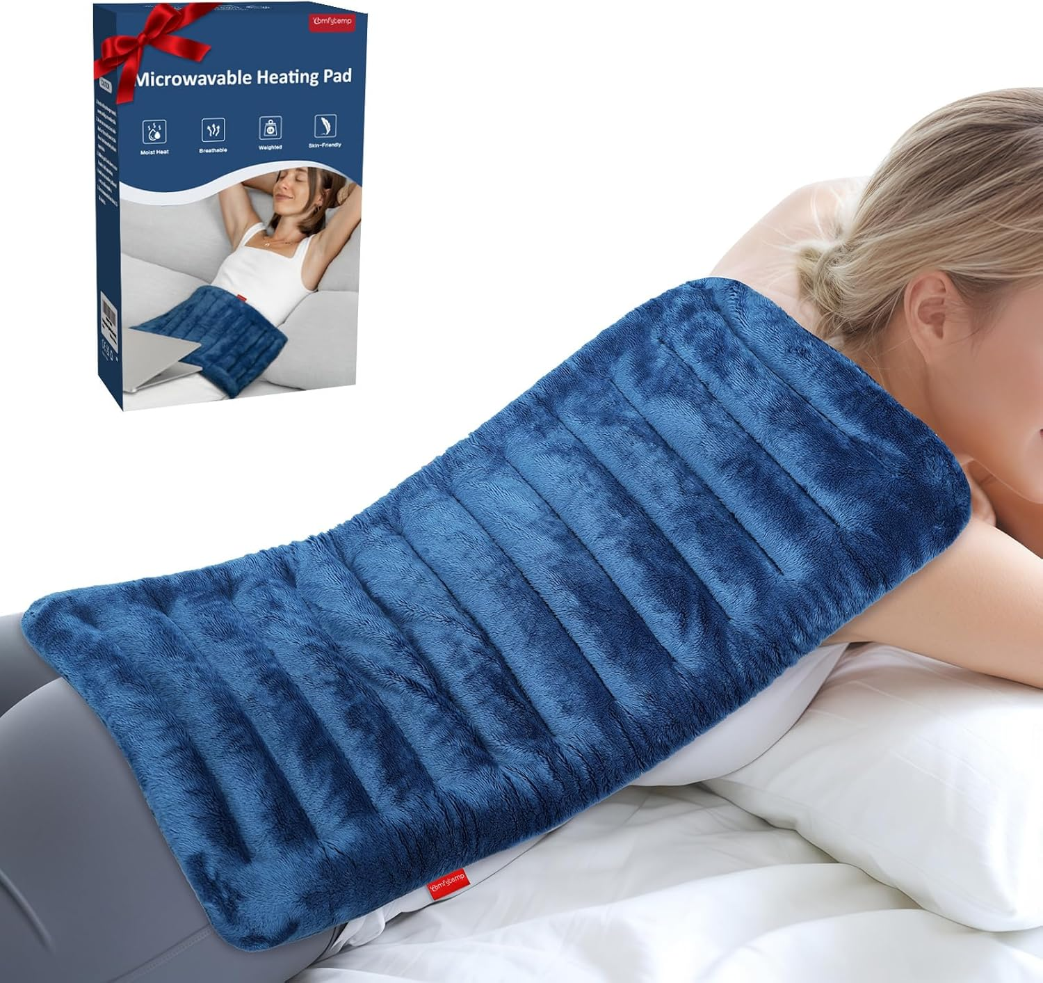 Comfytemp Extra Large 65X33Cm Microwavable Heating Pad for Back Pain Relief, Reusable Weighted Heat Pack，Moist Heating Pad for Neck Shoulder, Cramps, Physical Therapy for Muscle Aches, Joints, Warm Compress