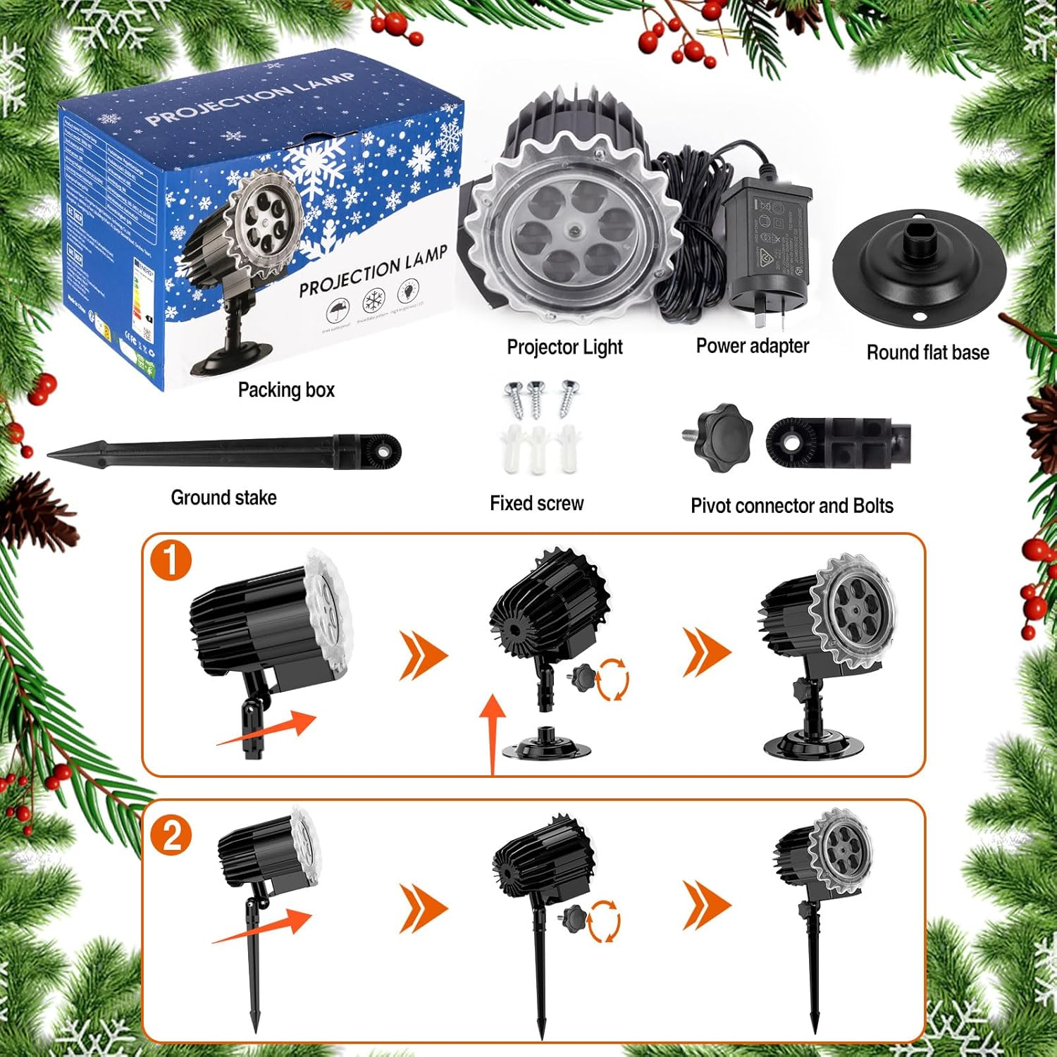 Christmas Snowflake Projector Lights Indoor Outdoor, 2024 High Bright LED Snowfall Projector Lamp, Waterproof Snow Projector for Holiday Party Wedding Garden Patio Landscape Lighting Decoration image number 3