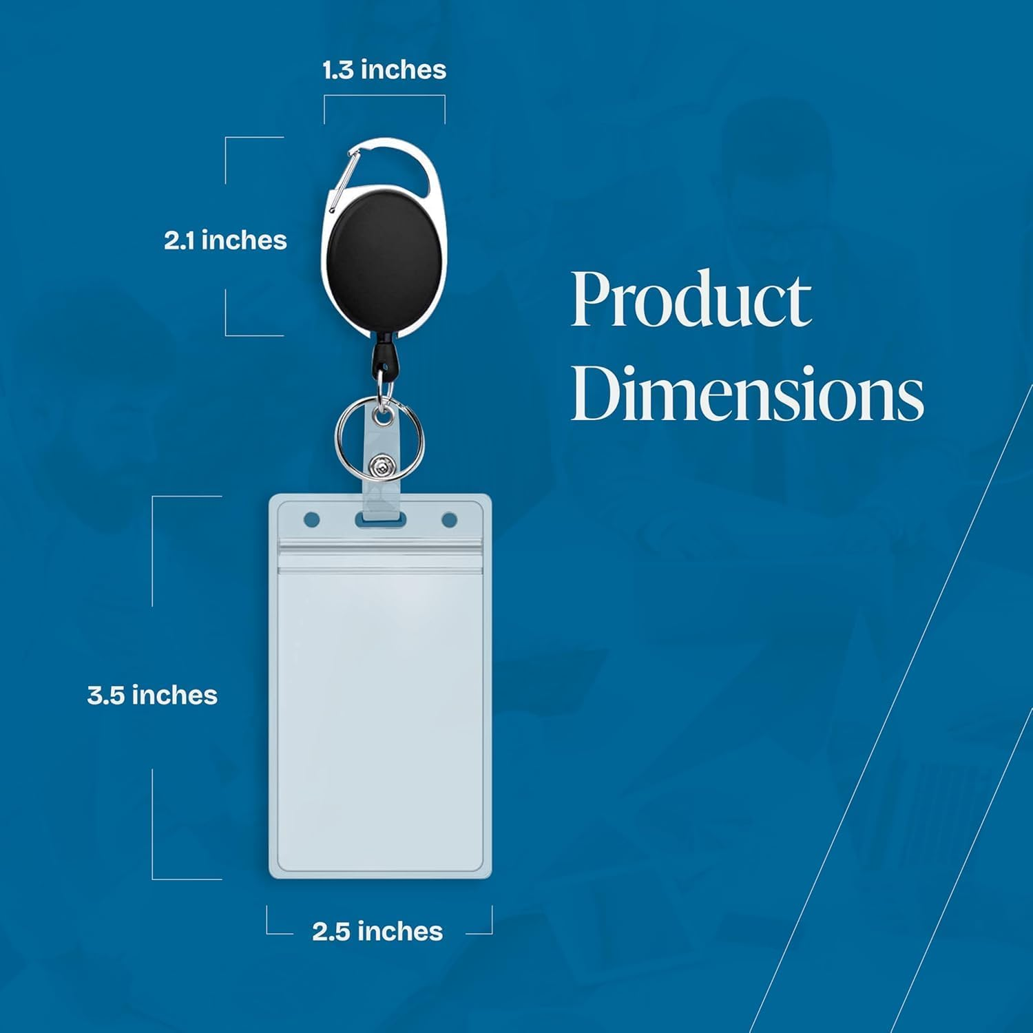 ID Badge Holders with Clip and Keyring - Vertical Clear Plastic 6.4CM X 9.1CM Sleeves Fit up to 3 Cards - Retractable 60CM UHMWPE Fiber Pull Cords for Easy Access (Black, 2 Pcs (Vertical)) image number 3