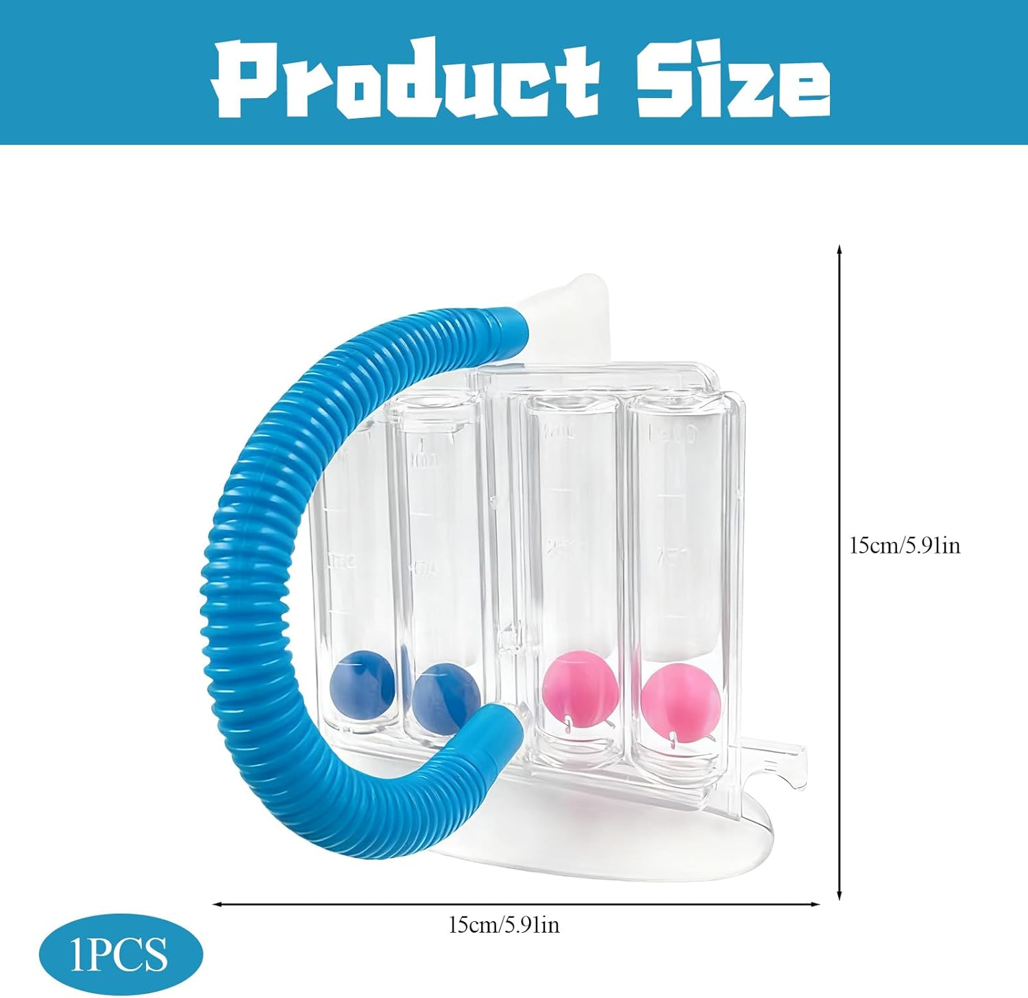 Four-Ball Breathing Trainer, Durable Deep Breathing Lung Exerciser, Spirometer Lung Exerciser, Washable Breathing Exercise Device, Breathing Measurement System with Handle image number 1