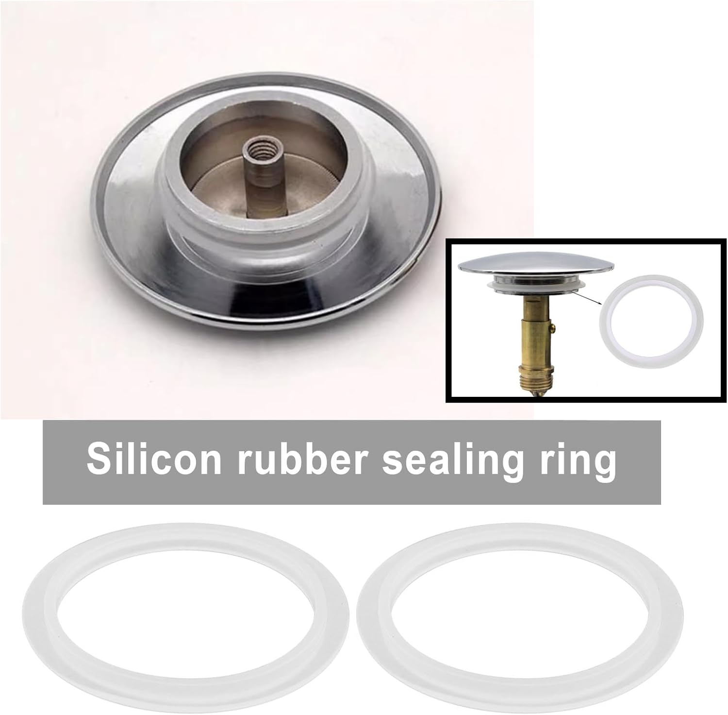 Emsea 10PCS O-Rings Bath Plug Seal Ring Transparent Silicone Sealing Gasket Pop up Basin Waste Seal for Push-Up Pop up Sink Drain Plug Basin Plug 34Mm ID 43Mm OD image number 3