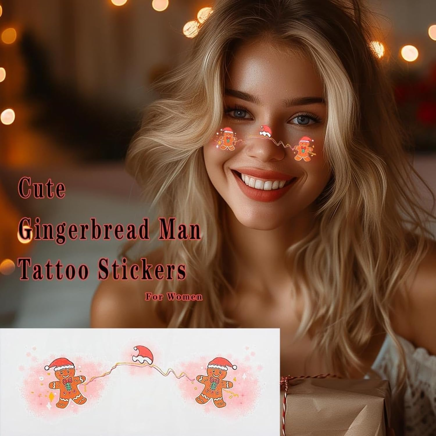 Itadaku 11 Pcs Christmas Girls Temporary Tattoo Stickers, Colorful Face Tattoos with Snowman, Christmas Tree, Santa Claus Patterns, Great for Party Favors image number 5