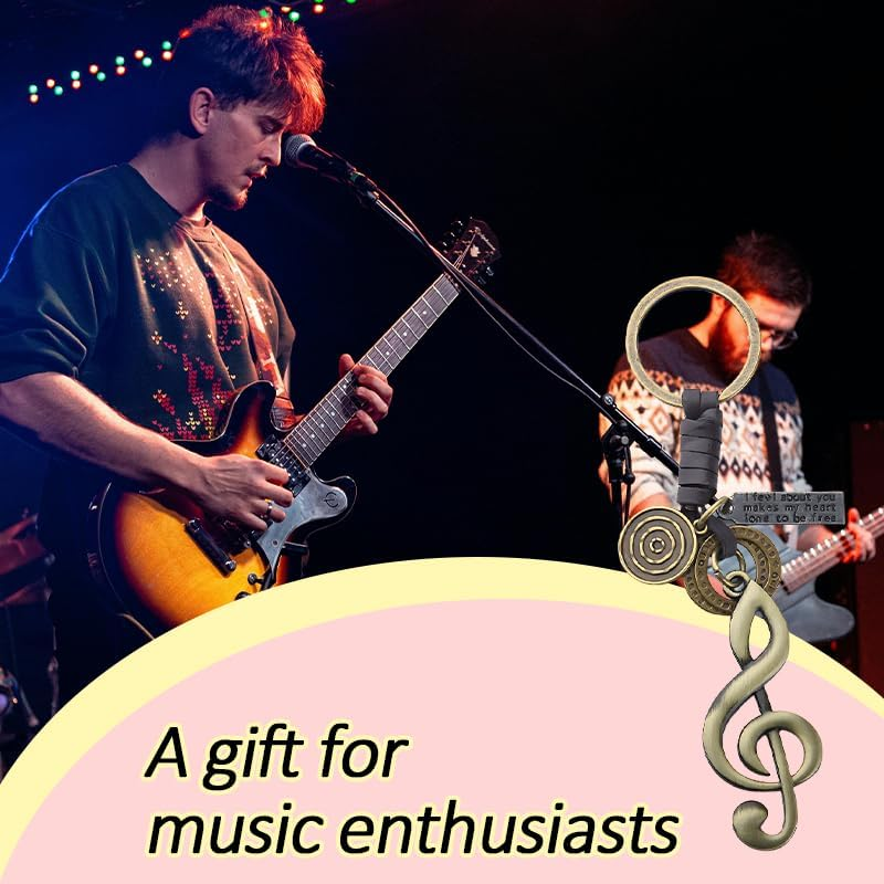 Vintage Music Keychain Gifts for Music Lover Musicians Gifts for Women Men Best Friend Birthday Gifts for Singer Music Student Graduation Gifts for Teacher Him Her Music Knot Charm for Bag Backpack image number 3