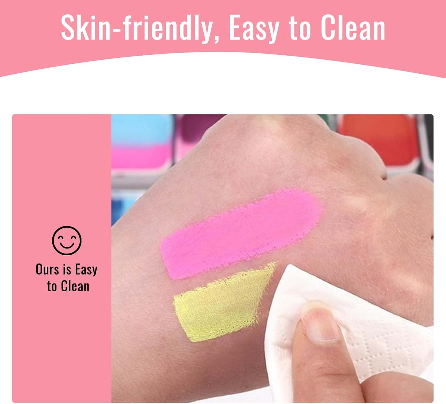 FLYTIN 44 Color Face Painting Kit - Non Toxic Water Activated Face Paint Palette with Stencils, Brush, Gems. for Carnival, Halloween, Costume Makeup and Any Creative Activity image number 4