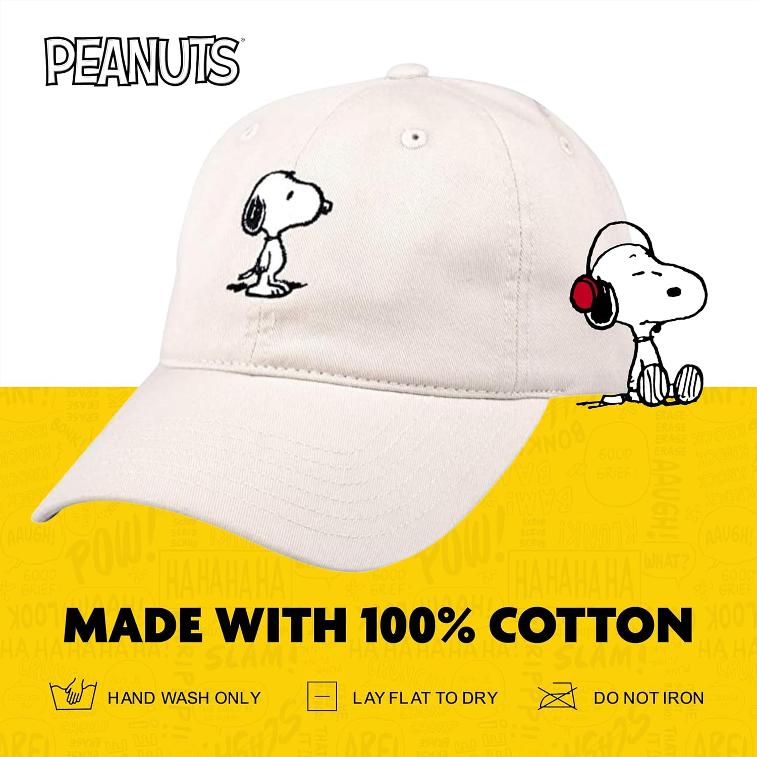 Concept One Peanuts Snoopy Dad Hat, Adult Baseball Cap with Curved Brim