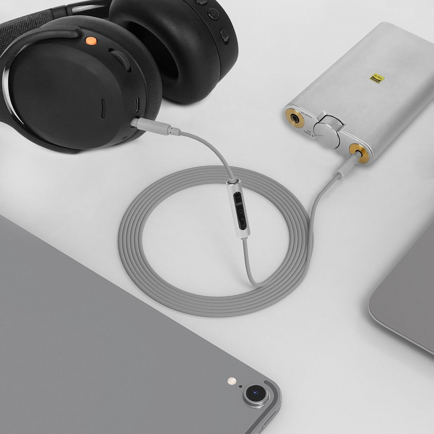 Geekria Audio Cable with Mic Compatible with Skullcandy Hesh Evo/Anc/3, Crusher Wireless, Venue, Riff 2, 3.5Mm Aux Replacement Stereo Cord with Inline Microphone (4 Ft / 1.2 M) image number 2