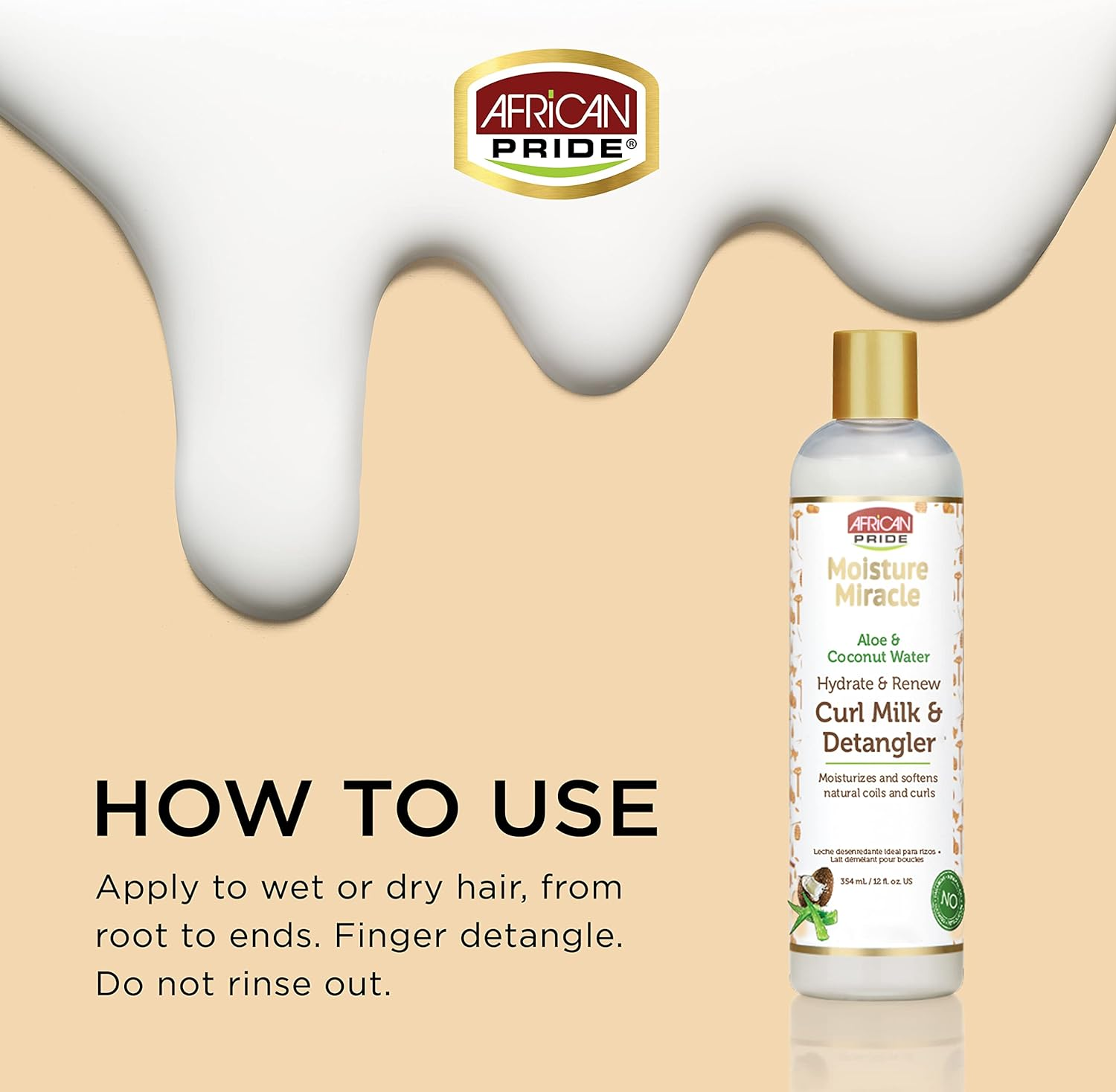 African Pride Moisture Miracle Curl Milk & Detangler 354Ml(12Oz) image number 2