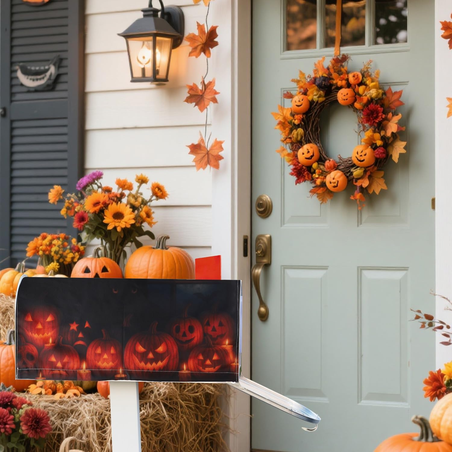 Halloween Magnetic Mailbox Cover, 20.9X18 Inch Black Cat Pumpkin Mailbox Cover Spooky Fall Post Box Wraps for Outdoor Garden Yard Decoration (Black Cat) image number 4