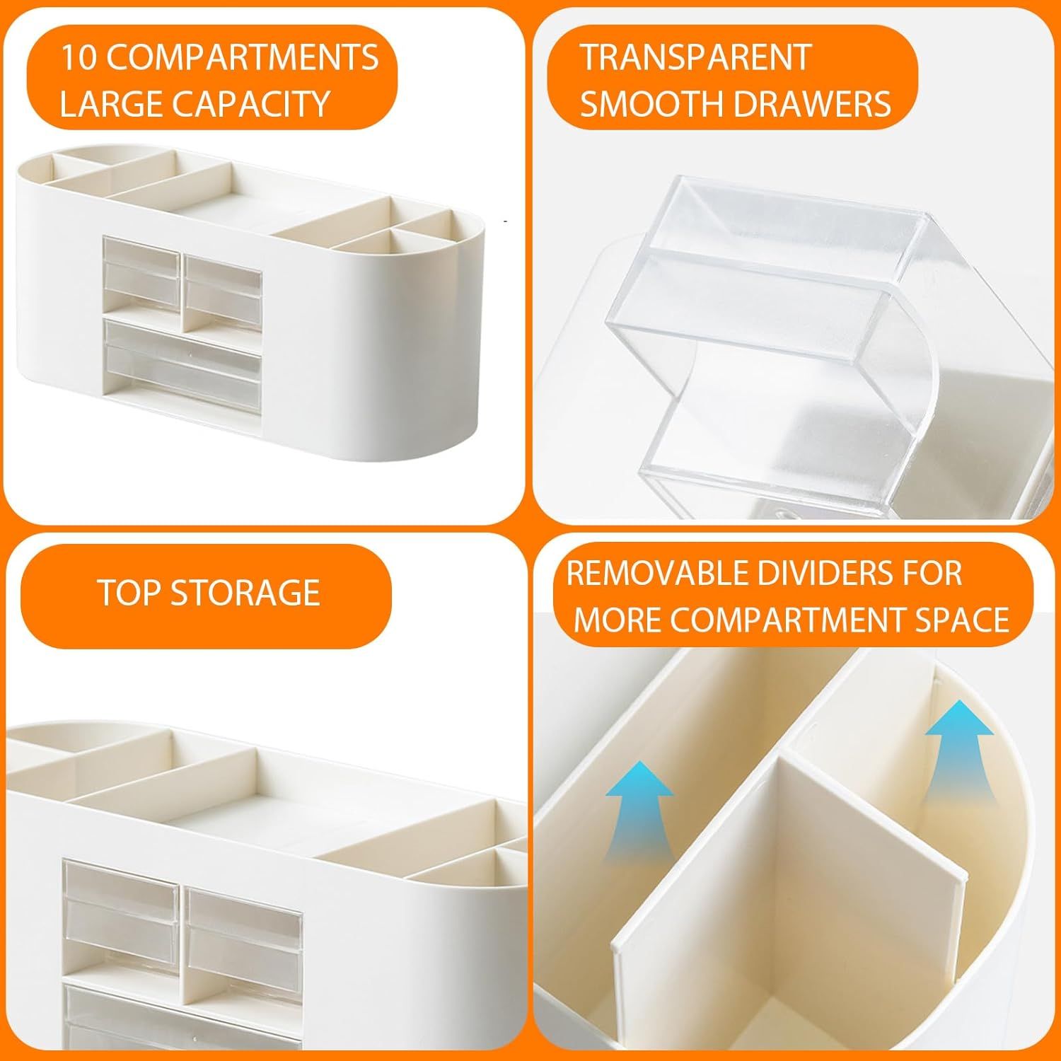 Pen Organizer with 3 Drawer, Desk Organizer, Plastic Desktop Pen Pencil Cardholder Storage Box for Desk, Cute Desk Accessories image number 6