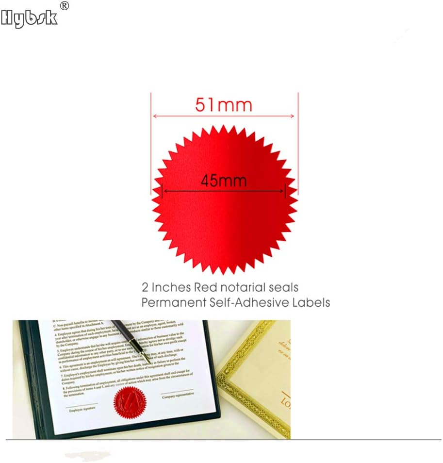 Hybsk 300Pcs Bright Red Vintage Embosser Stamp Sealing Blank Certificate Self-Adhesive Stickers 2 Inch Embossing Stickers for Envelopes, Package, School, Business (Bright Red)