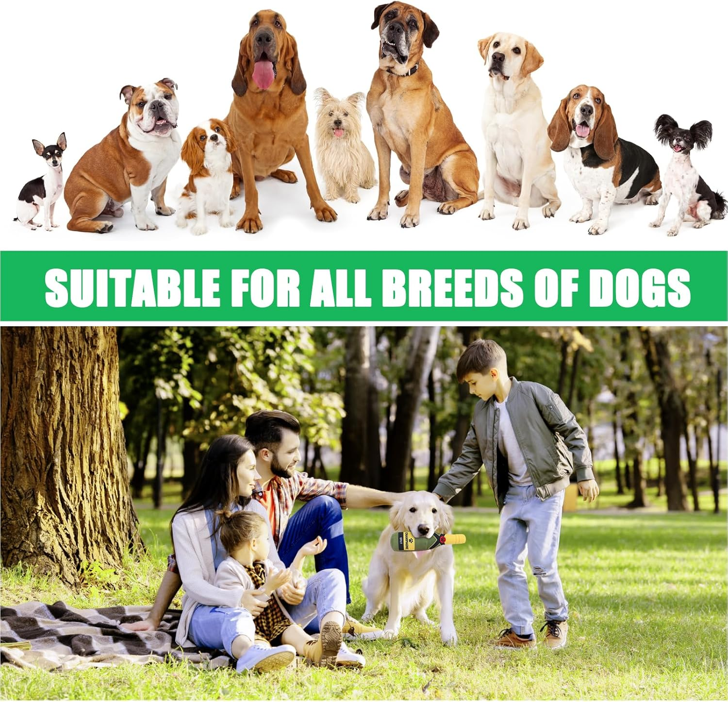 HOMURY Squeaky Dog Toy, Chew Toy, Plush Dog Toy, Squeaky Toy, Dog Beer Bottle, Plush Toy, Dog Beer Bottle Toy for Small, Medium and Large Dogs image number 6