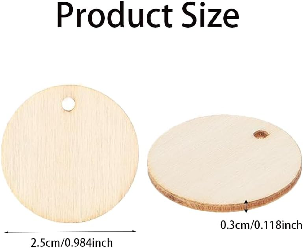 Wooden round Pendants, 200 Pieces, Unfinished Craft Discs with Holes for DIY Projects, Decorations image number 5