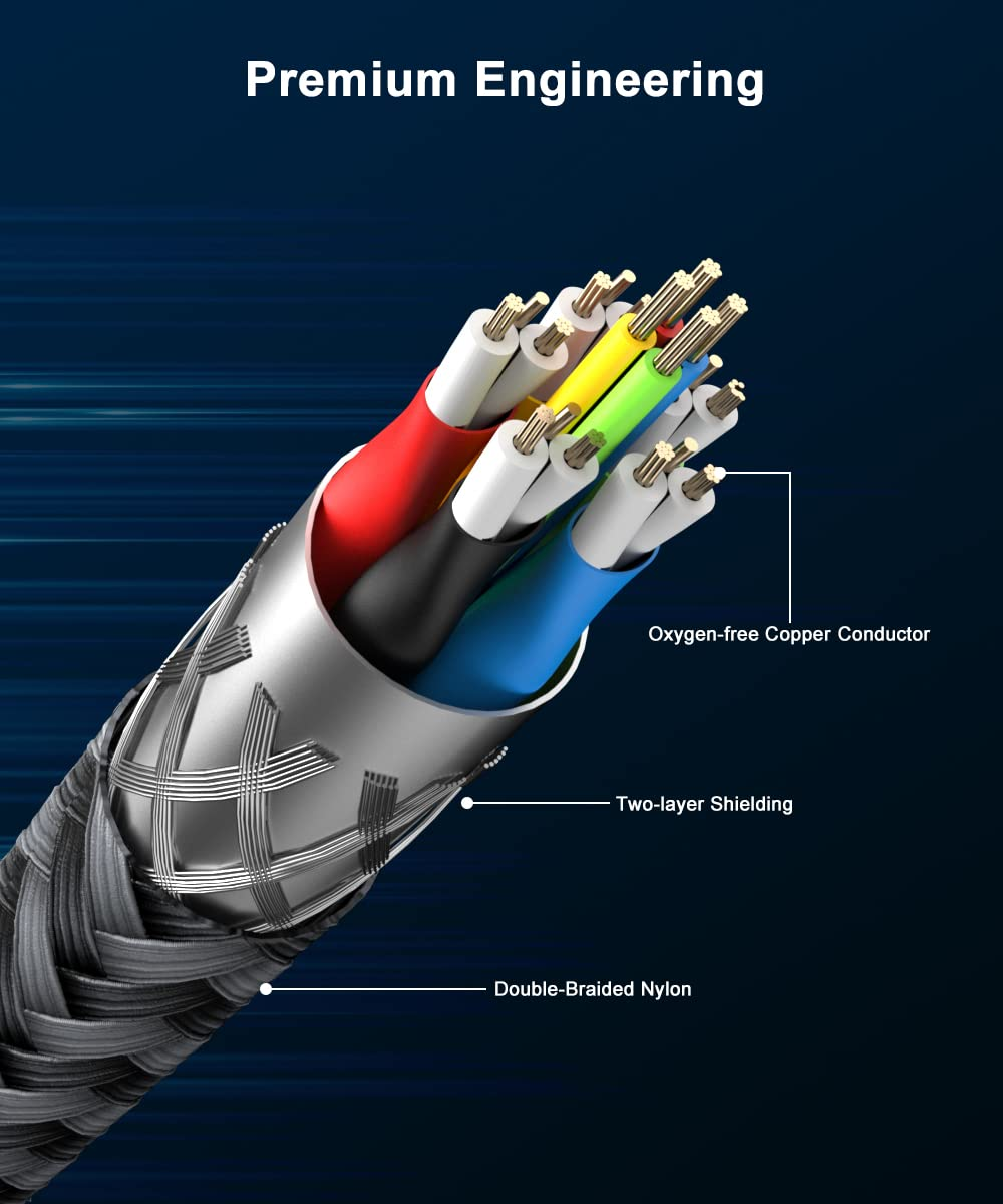 RUXELY Guitar Patch Cables 30CM 6-Pack,6.35Mm Effects Pedal Board Cord,Nylon Braided 1/4" Right-Angle Instrument Audio Cable,Pedalboard Connector TS Copper Wire for Amp/Amplifier,Mixer,Electric Bass image number 3