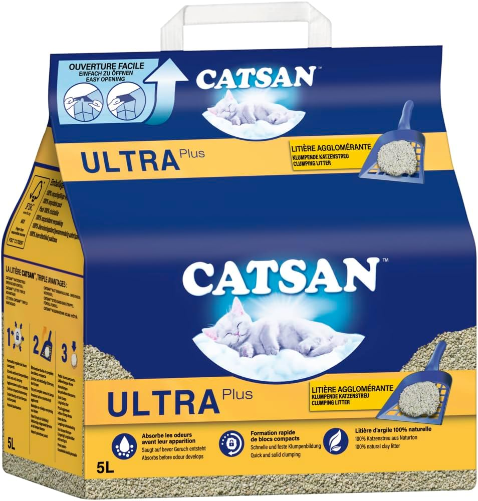 CATSAN Ultra plus Fine Natural Clay Grain Cat Litter - 1 X 5 Litre image number 1
