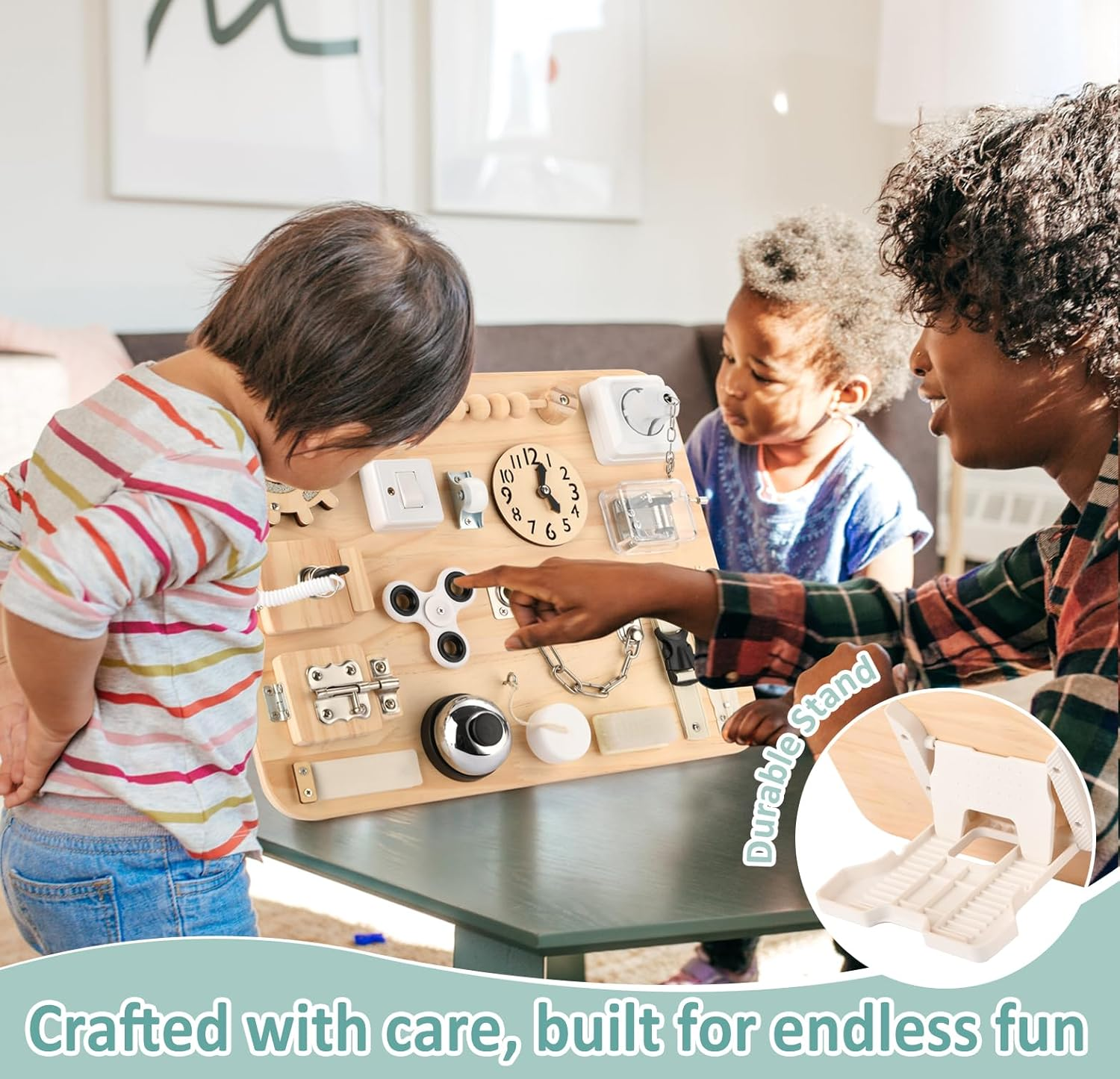 Busy Board Montessori Toys for Toddlers Wooden Toys for Boys Girls Preschool Learning Activities for Early Education Fidget Sensory Board Travel Toys for Kids image number 2