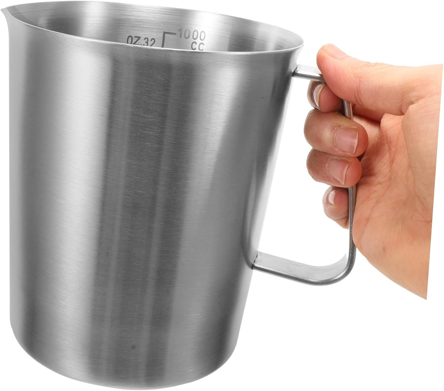 OFFIGAM Large Capacity Measuring Cup Handle Stainless Steel Measuring Cup Scale for Milk Coffee Espresso Frother for Household Use image number 1