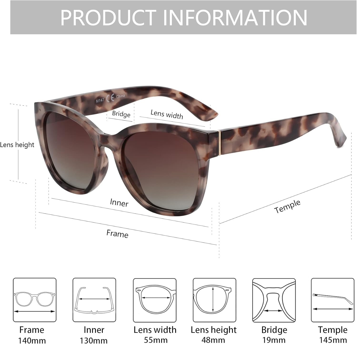 ZENOTTIC Cateye Polarized Sunglasses for Women - Oversized Sun Glasses UV400 Protection Retro Shades Designer Style image number 5
