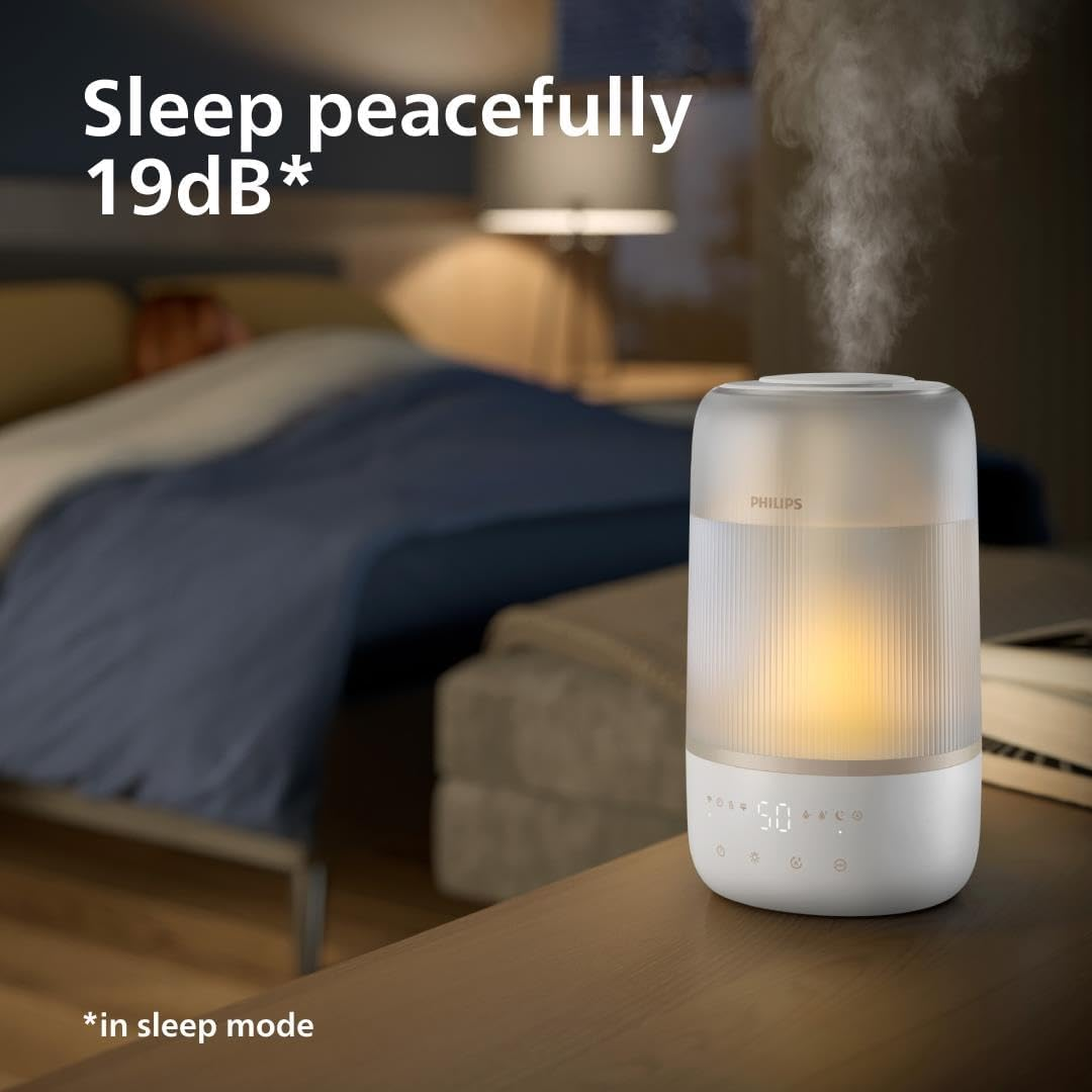 Philips Smart Humidifier, Compact yet Powerful with Sky High Mist, up to 32H Runtime, 3L Top-Fill Water Reservoir, Aromatherapy, Ultra Quiet, Night Light, for (Bed-) Rooms up to 41M&sup2; (HU1510/04) image number 3