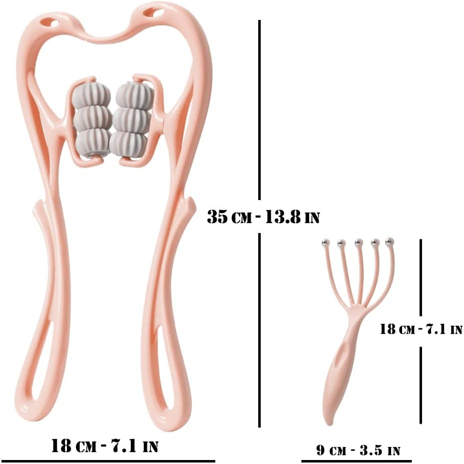 Neck Massager, Trigger Point Roller Massager for Pain Relief Deep Tissue Handheld Shoulder Massager Tool with 6 Balls Massage Point Suitable for Legs Waist Neck and Shoulder Relaxer (Pink) image number 2