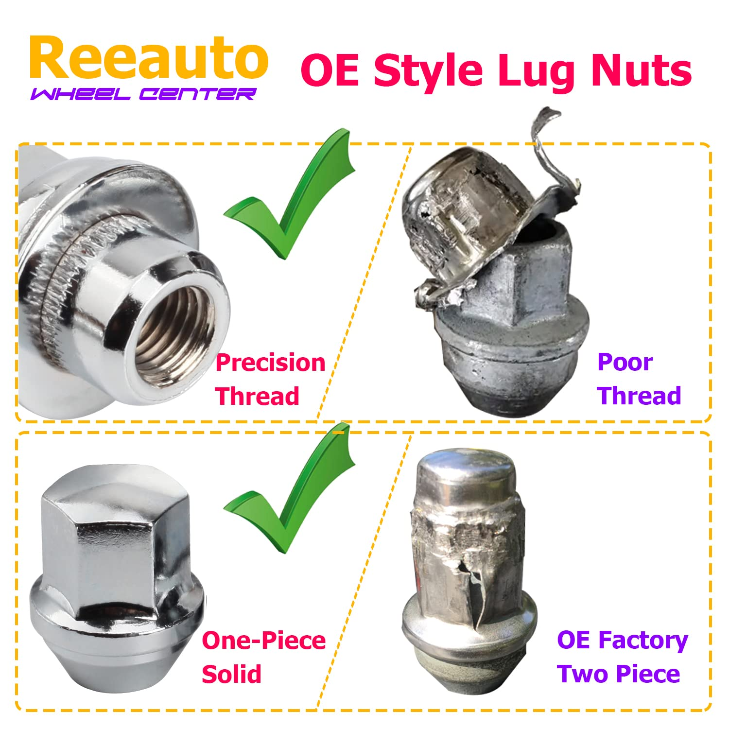 14X1.5Mm Lug Nuts Replacement for Wrangler Gladiator Grand Cherokee, 20 Pcs 7/8 Hex 1.46 Inch OEM Factory Style Large Acorn Seat Lug Nuts for Ram 1500 2500 Factory Wheels image number 5