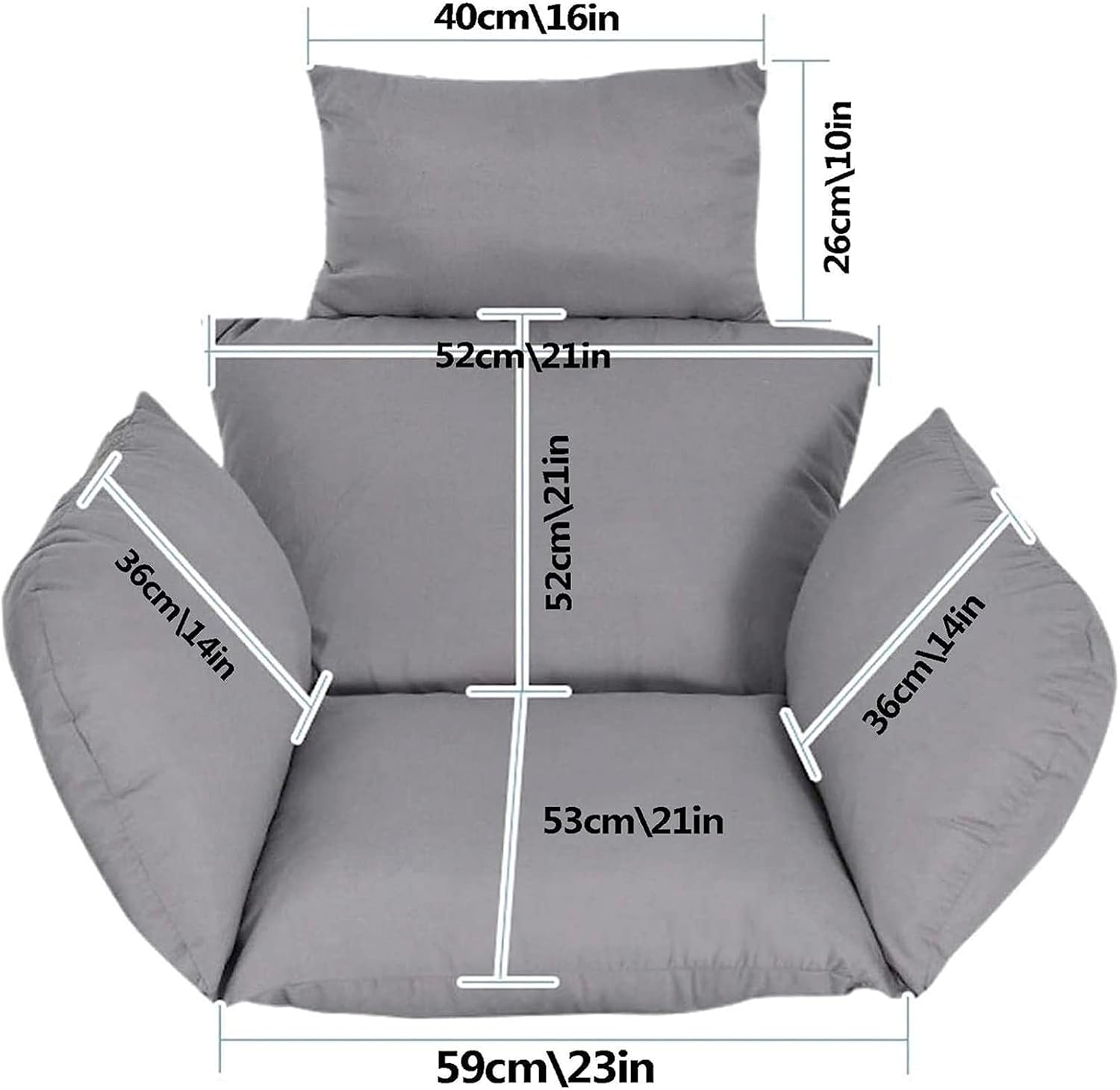 Cushion Egg Swing Cushion, Fluffy Outdoor Hanging Chair Cushion, Waterproof Replacement Cover for Hanging Chair Cushion, Hanging Chair Cushion with Headrest and Armrests, Purple image number 2