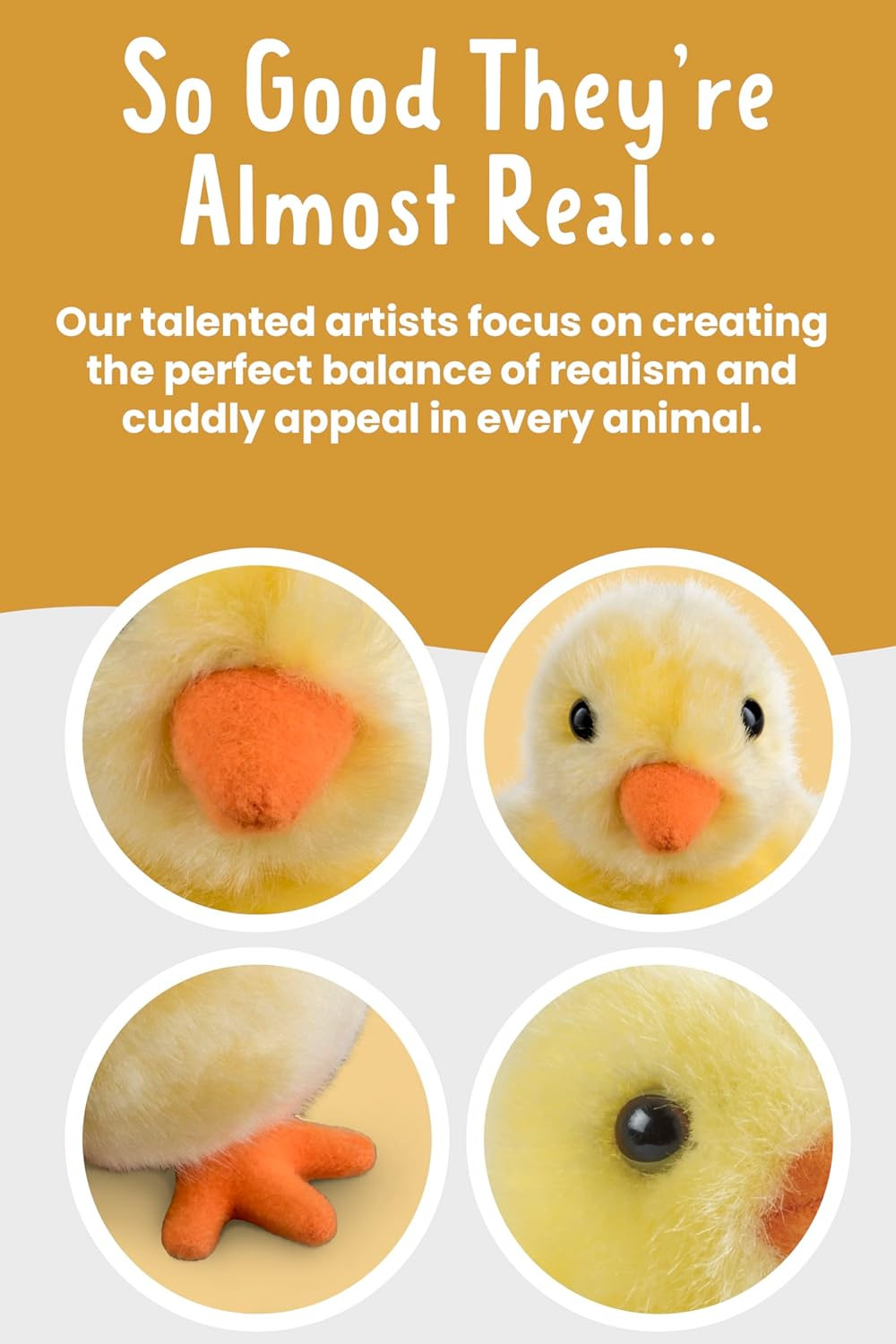 Living Nature Yellow Chick Plush, 12Cm Realistic Soft Toy Made with Naturli Recycled Materials, Eco-Friendly and Cuddly, Ideal for Kids and Easter Celebrations image number 3