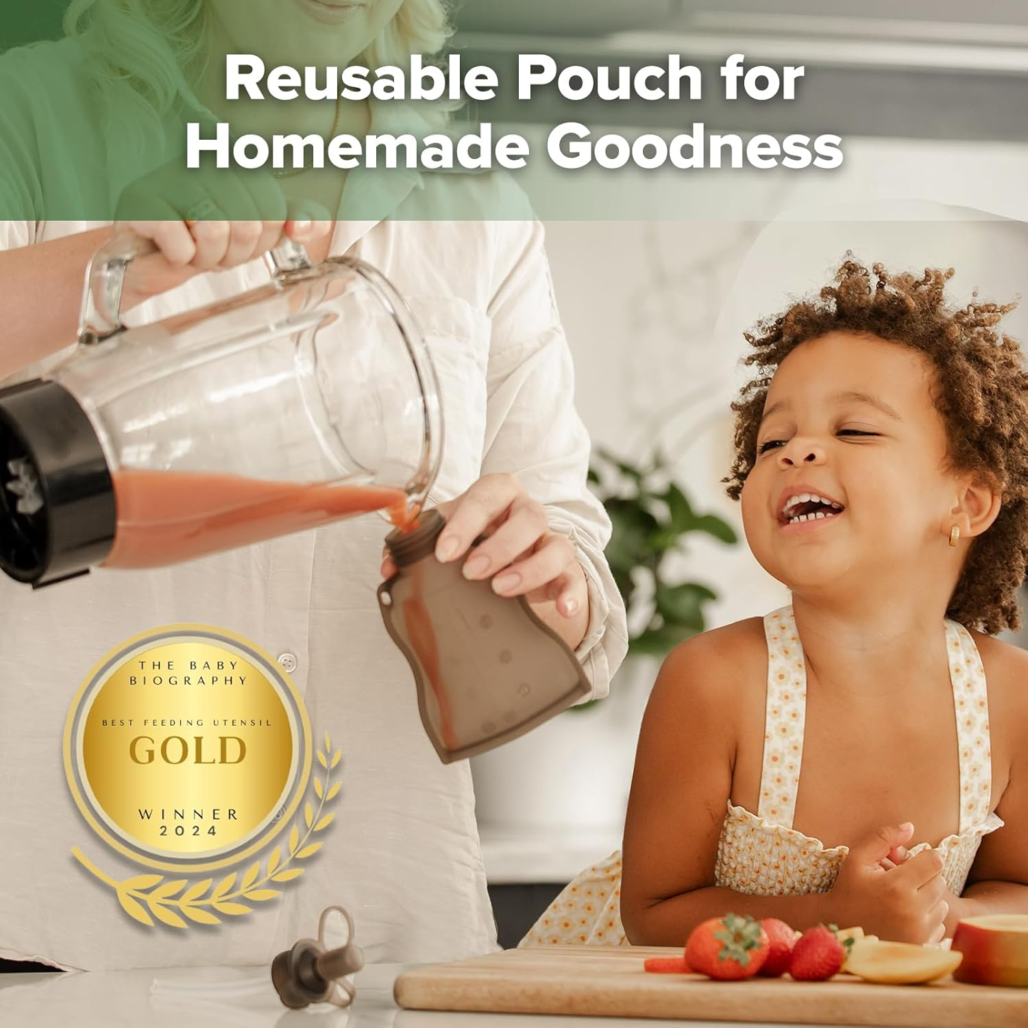 Haakaa Silicone Yummy Pouch, Reusable Soft Squeeze Food Pouch, Convenient and Portable Refillable Baby Food Breastmilk Storage Bag | Great for Purees, (130Ml) 1Pack image number 6