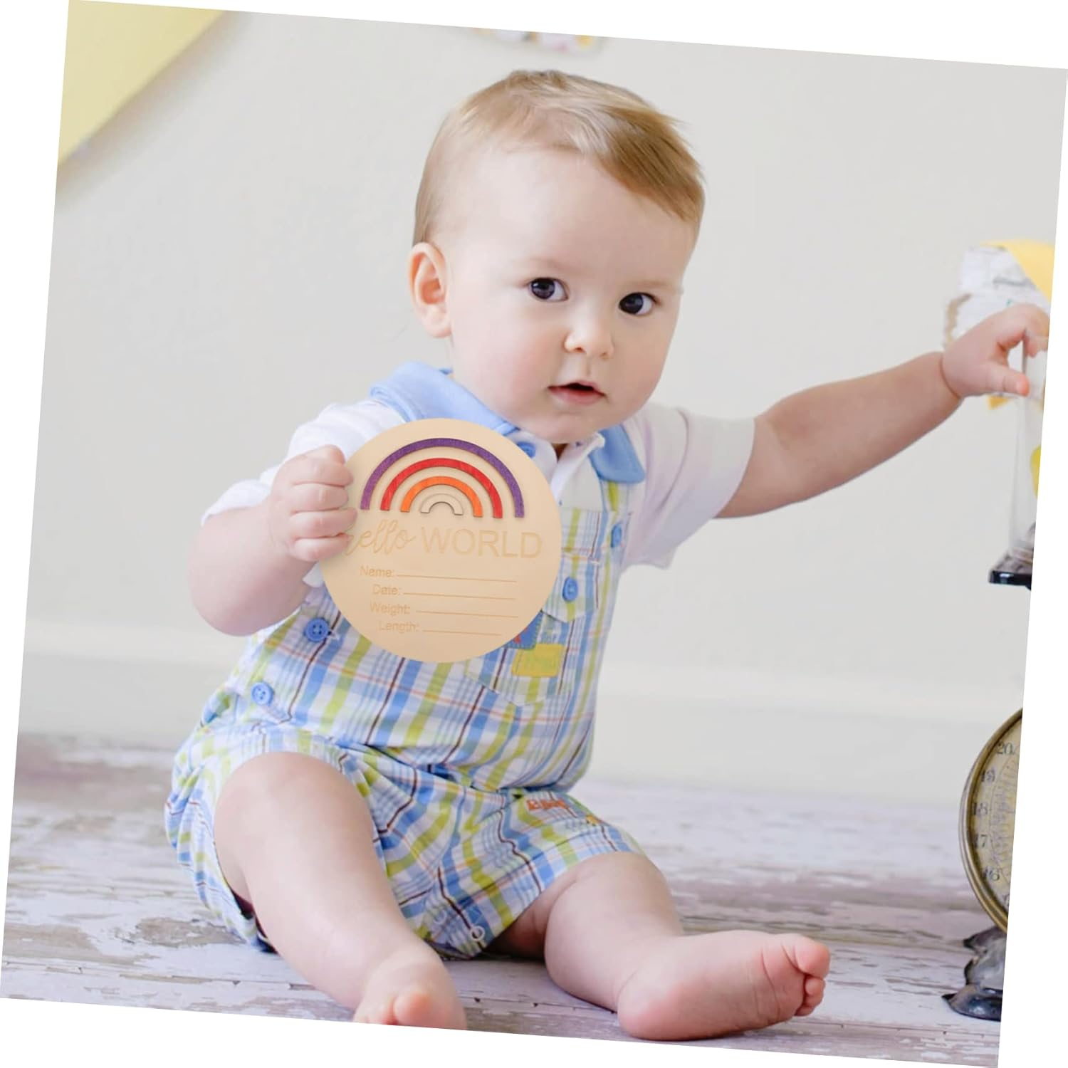 Ibasenice Wooden Milestone Monthly Milestone Card Announcement Sign Months Signs for Nursery Shower image number 5