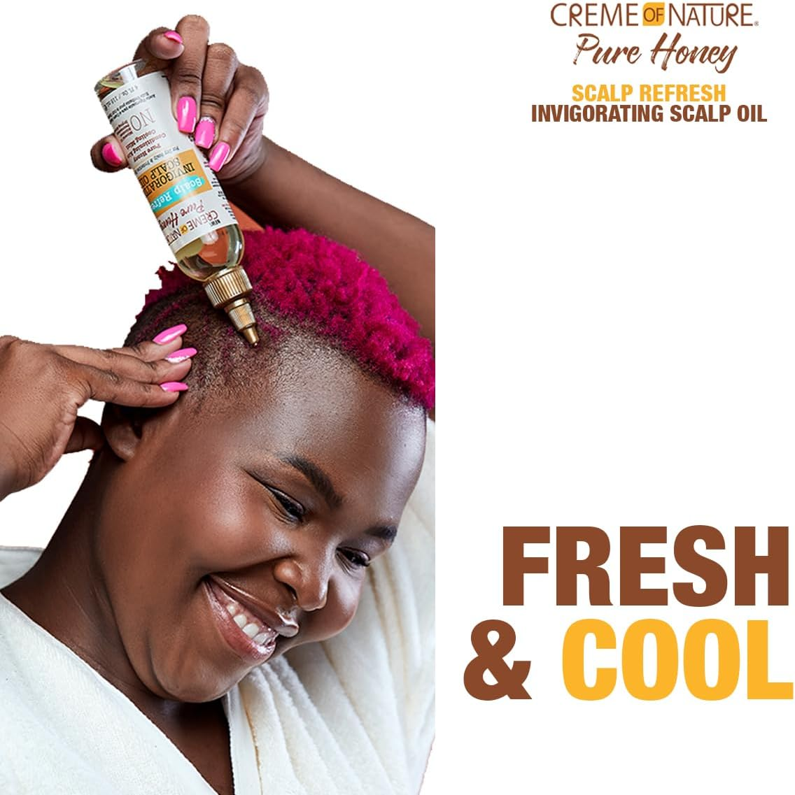 Creme of Nature Pure Honey Scalp Refresh Invigorating Scalp Treatment Oil, Lightweight Formula with Mint & Aloe, Moisture & Shine for All Hair Types & Styles, 4.2 Oz image number 1