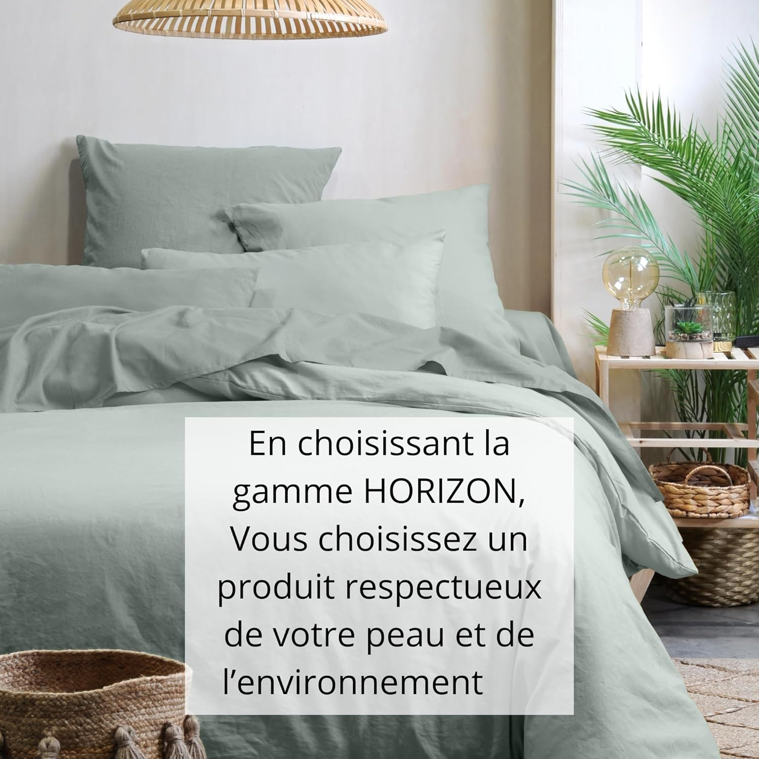 STOF - Pillowcase - Size 50 X 80 Cm - 100% Organic Cotton - Quality - Oeko-Tex Certified - Opaline Colour - Horizon Model - Bed Linen for Home - Soft and Comfortable image number 2