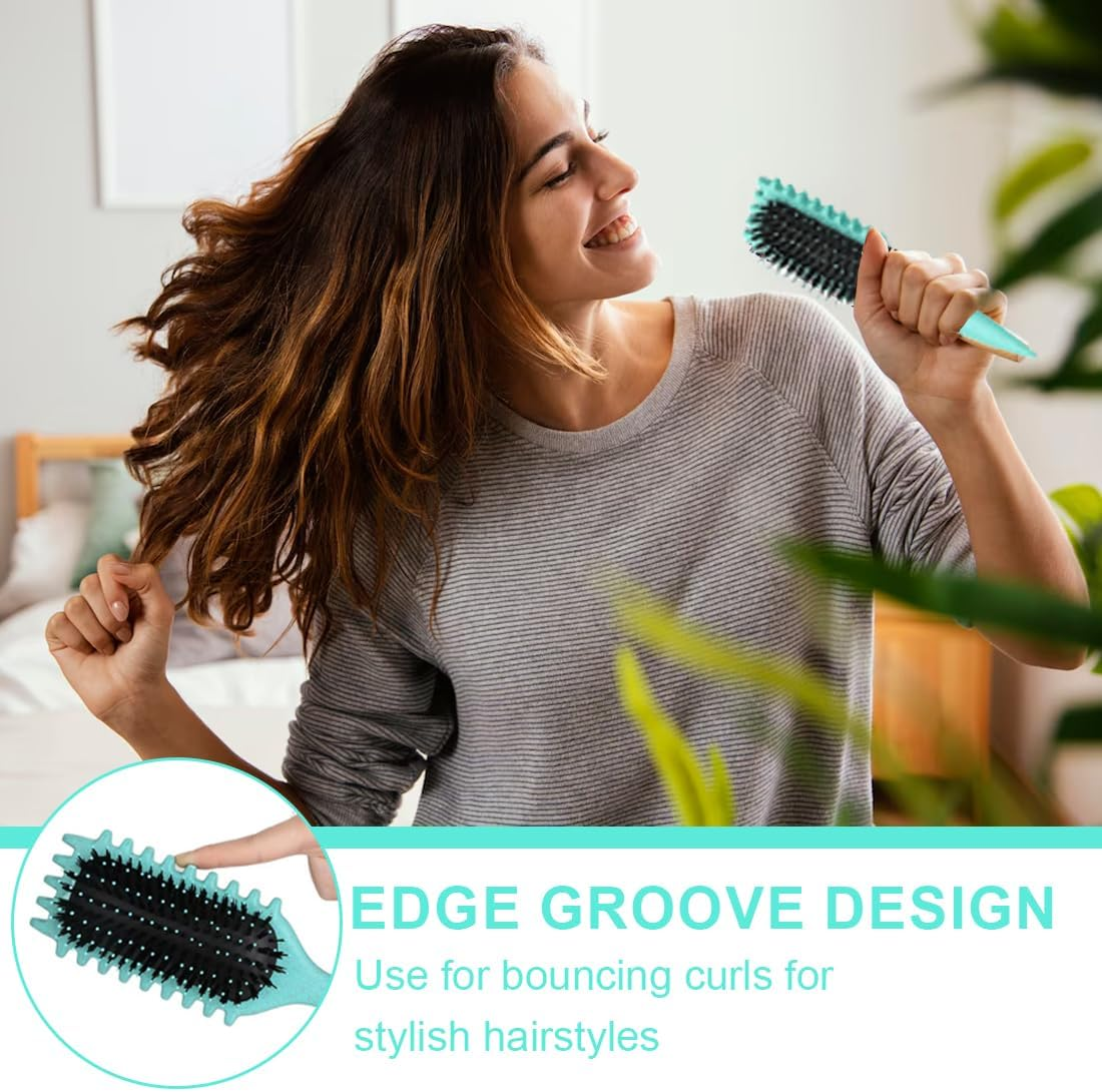 Tomedeks 1 X Brush Curl, Curl Defining Brush, Boar Bristle Hair Styling Brush for Detangling, Shaping, Curly Hair Brush for Women and Men (Green) image number 4