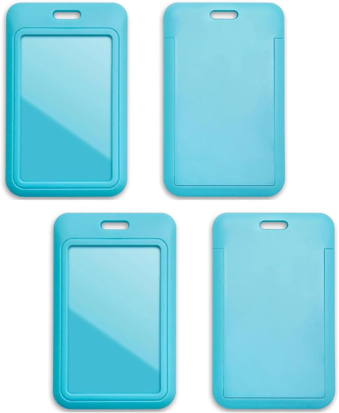 Yharnamite 4 Pcs Sliding ID Badge Holder with Clear Window ID Card Protector, Slide Open ID Card Case Vertical Work Badge Holder for Office, School, Credit Cards, Driver&rsquo;S Licenses and Passes (Green)