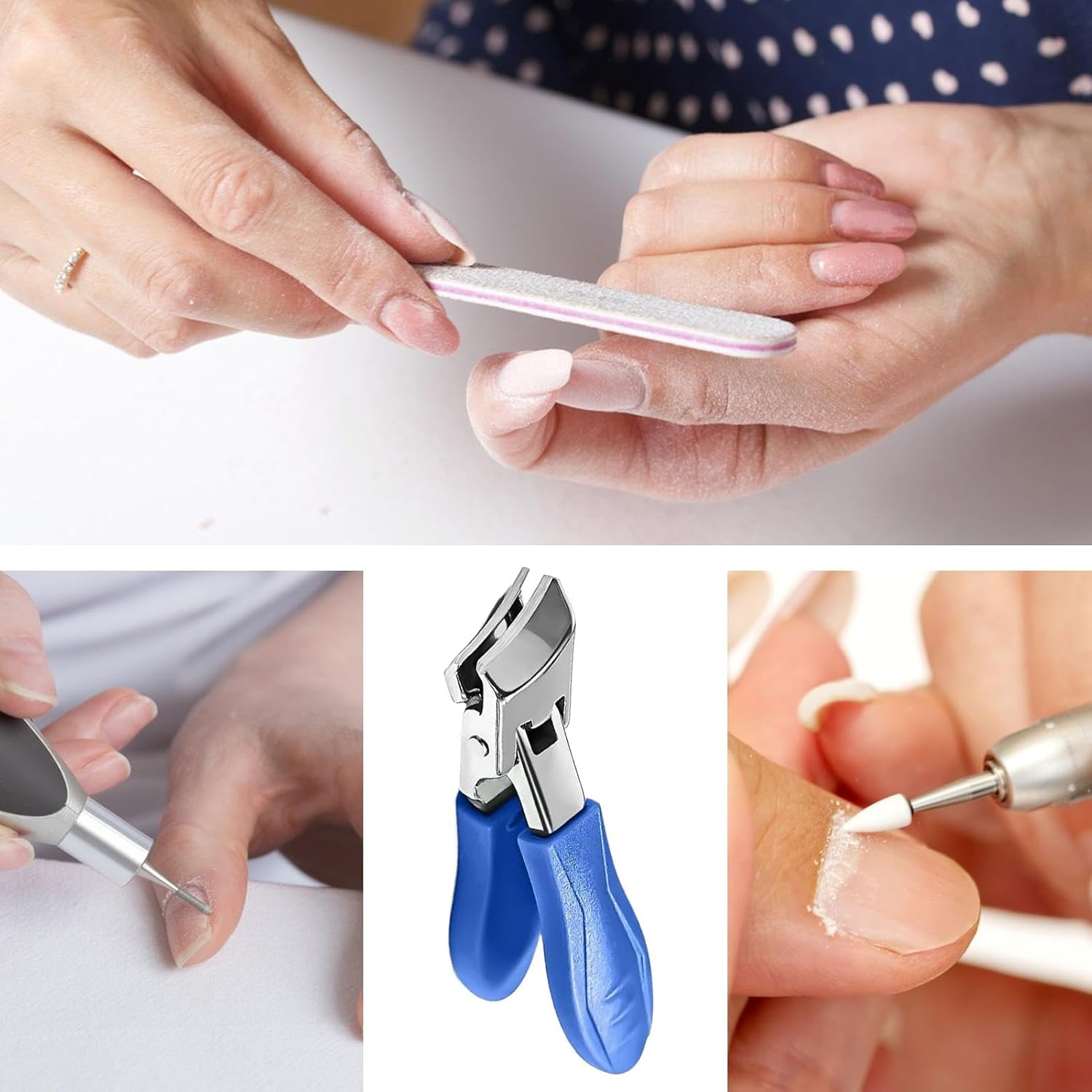 Rissunkv Slanted Nail Scissors - Stainless Steel Thick Toenail Slanted Scissors | Seniors Nails Trimmer Anti-Splash Manicure Pedicure Equipment for Father, Mother - Blue image number 2