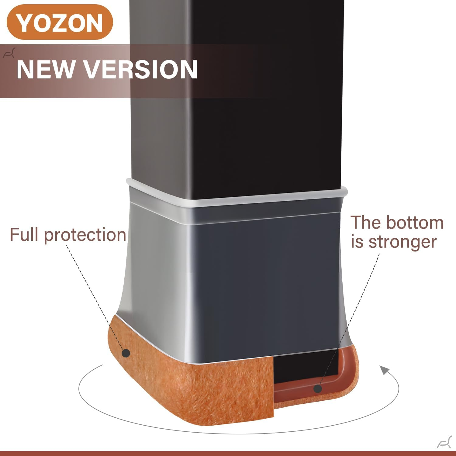 Chair Leg Floor Protectors Square Chair Leg Protectors for Hardwood Floors Silicone Caps Felt Strengthen Bottom Protection Reduce Noise 16 Pack Clear Square L Fit: (27-40Mm) image number 3