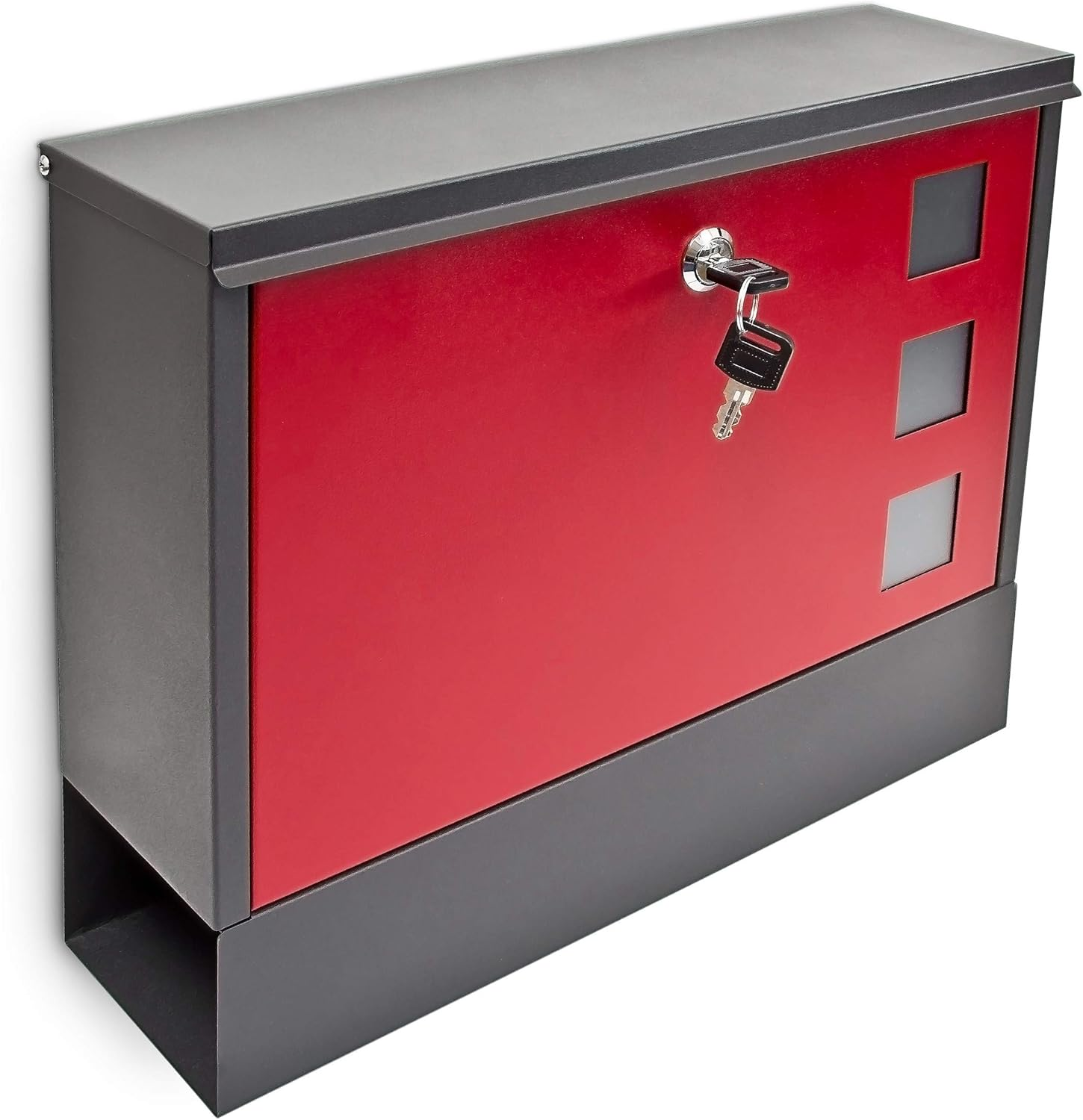 Relaxdays Modern Two Coloured Mailbox Letterbox Lockable with Two Keys and Newspaper Slot, Black-White