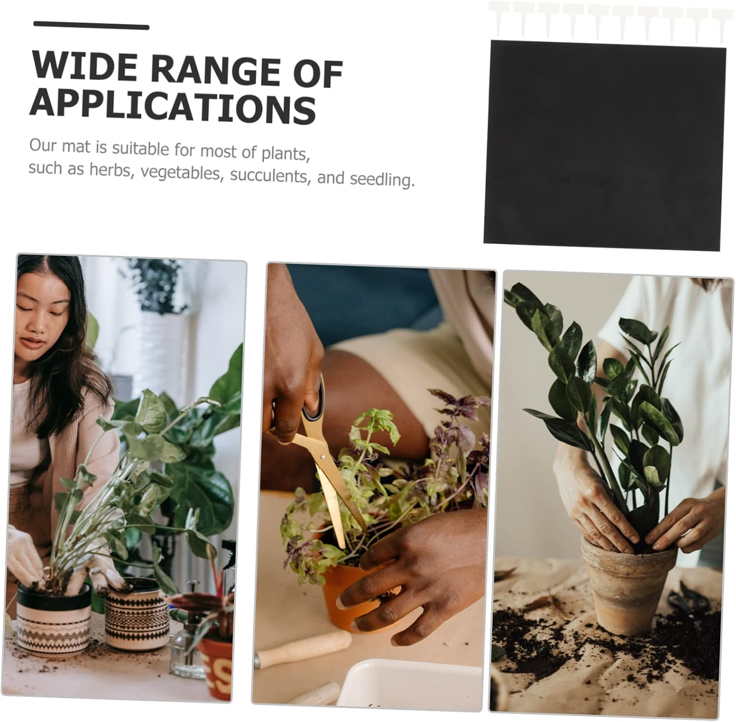 KONTONTY Capillary Mat Plant Pad for Automatic Plant System Gardening Hydroponics Supplies 1.2X1M Black Breathable Water Absorption Mat 10 Tags for Indoor and Outdoor image number 1