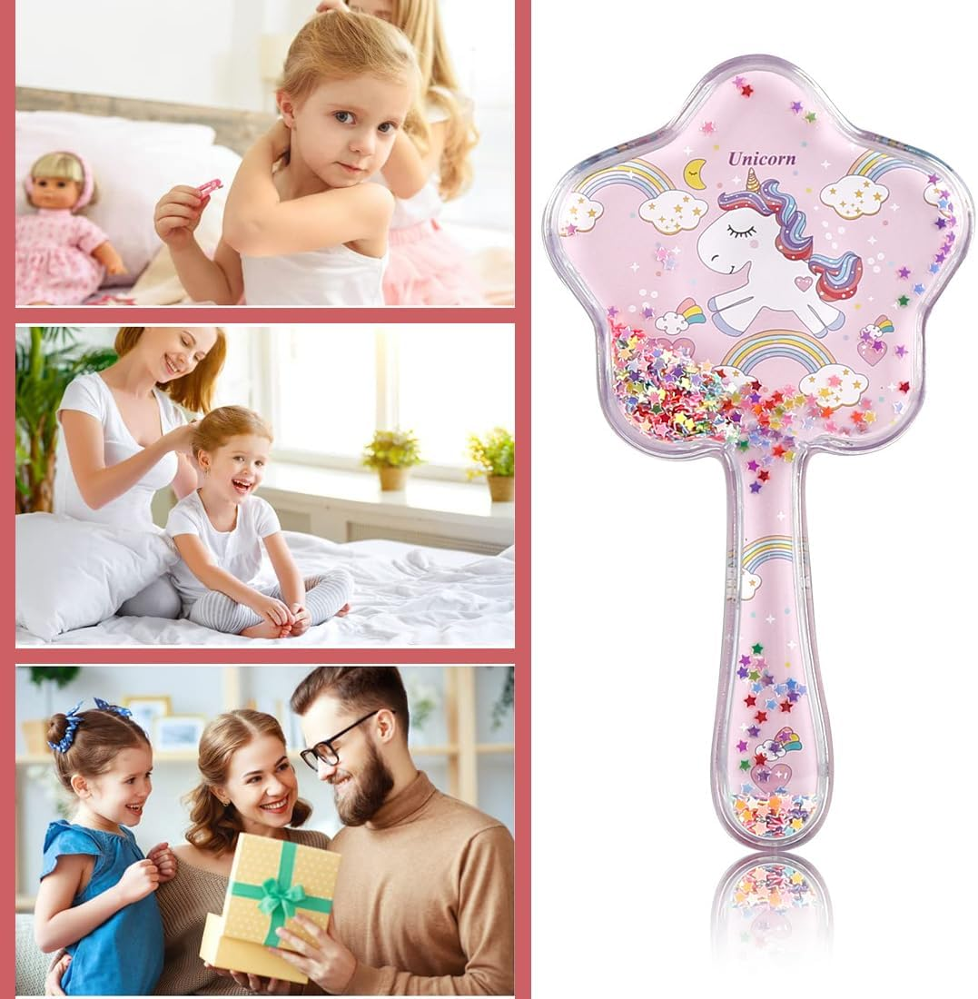 XUZOPIM Hair Brush for Little Girls and Children, Cartoon Hair Brush Children, Toddler, Unicorn Glitter Bristle Brush for All Hair Types image number 5