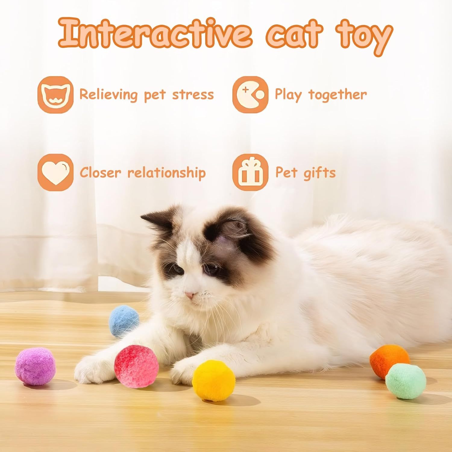 MEIYUETAOSI Cat Ball Toy Launcher Gun with 100 Plush Fuzzy Balls, Interactive Fun Cat Toys for Indoor Cats, Entertaining Fetch Game for Adult Cats & Kittens image number 4