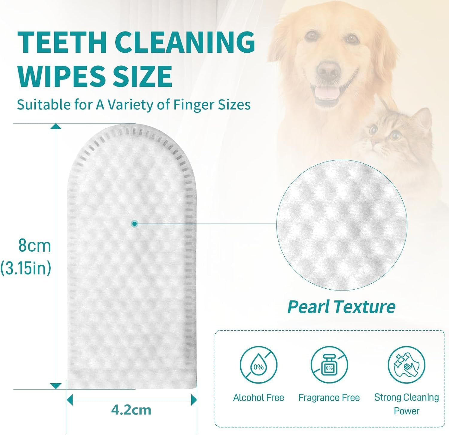 Mumoo Bear Pet Teeth Dental Cleaning Wipes for Dogs & Cats, Remove Bad Breath by Removing Plaque and Tartar Buildup No-Rinse Dog Finger Toothbrush, Disposable Gentle Cleaning & Gum Care, 50 Counts image number 4