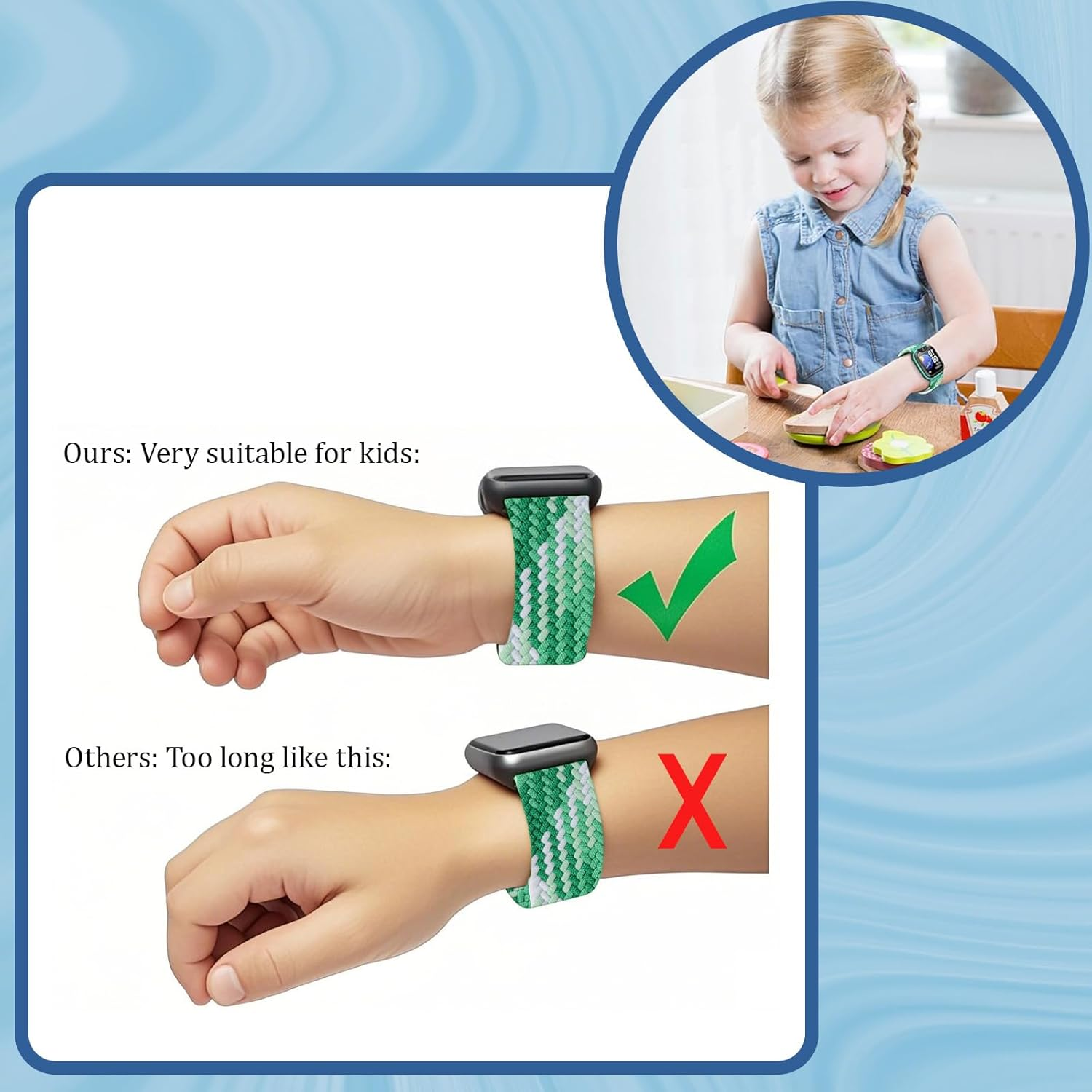 Azureray Children'S Bracelet Compatible with Watch Phone Z7/Z6/Z1, Nylon Braided Bracelets for Imoo Smartwatch Children Z1/Z6/Z7 Replacement Bands for Girls Boys image number 1