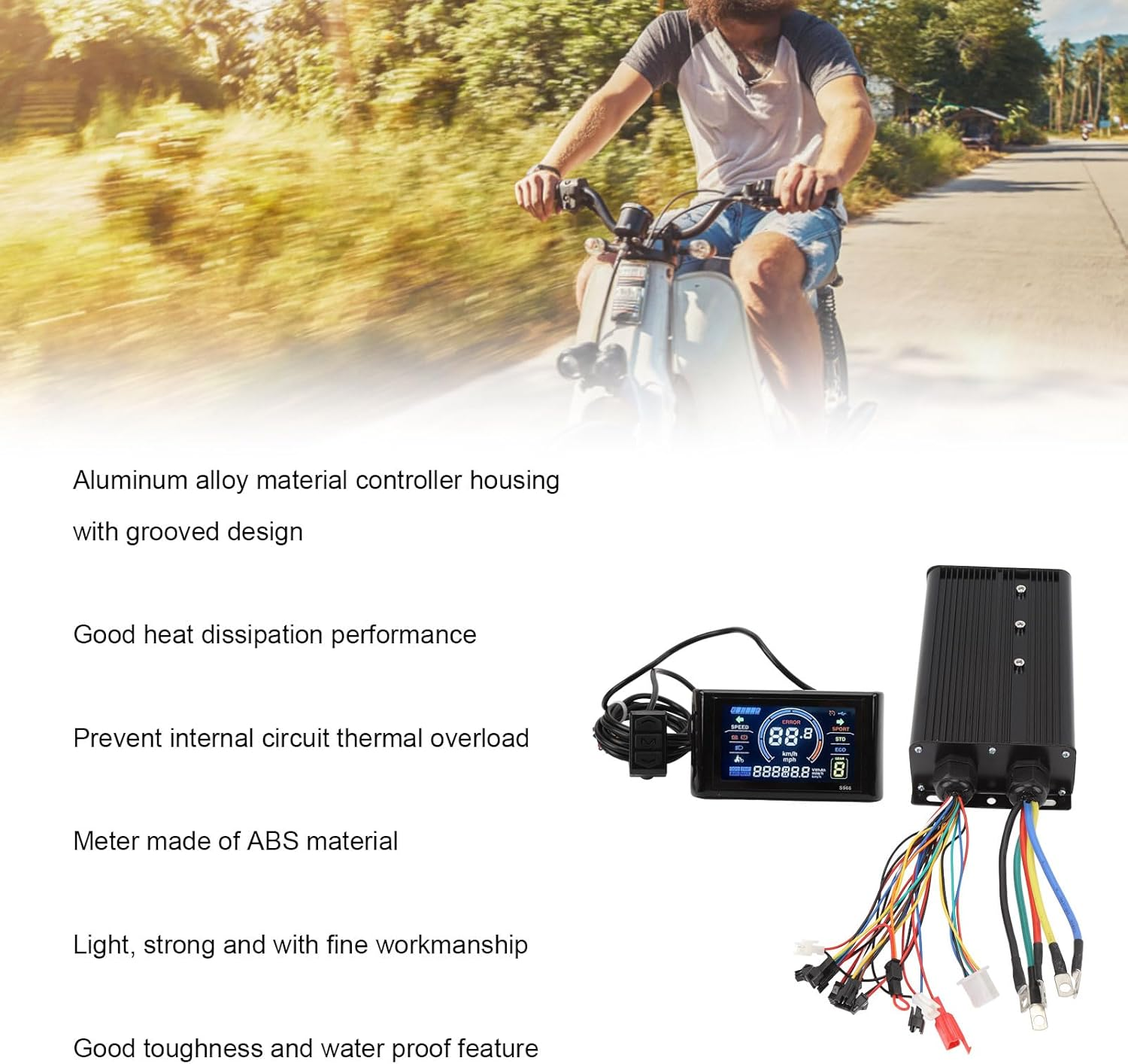 Brushless Motor Controller Kit, 80A 60V 72V 2000W 3000W 5000W Brushless Motor Speed Controller with Waterproof LCD Display Panel & 20X Throttle for Electric Bike, Electric Scooter image number 3