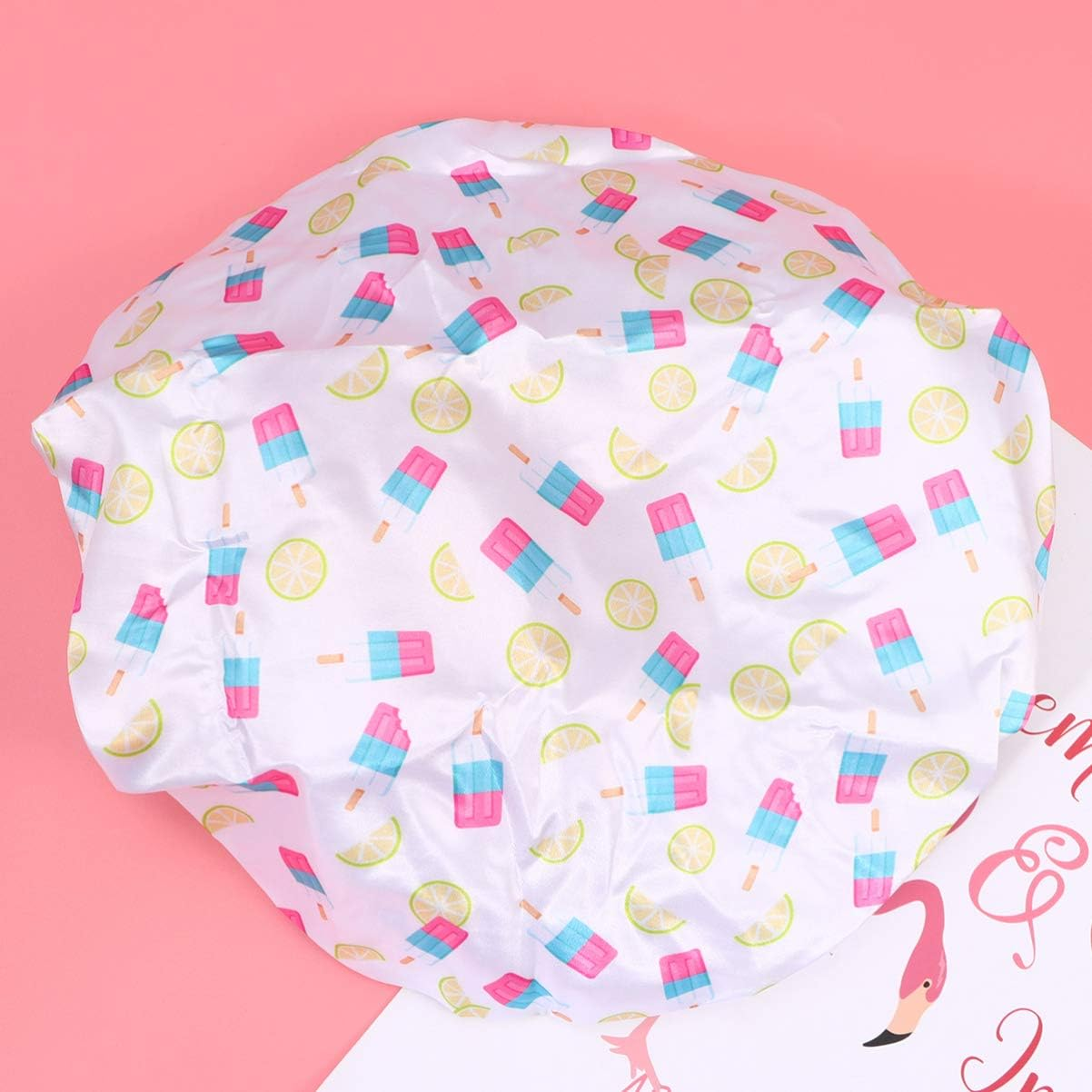 2Pcs Protective Cap Bathroom Accessories Hair Hair Cap Bathing Hat Shower Cap Double Layer Shower Cap Miss Waterproof Cap Waterproof Caps Printing Baking Oil image number 1