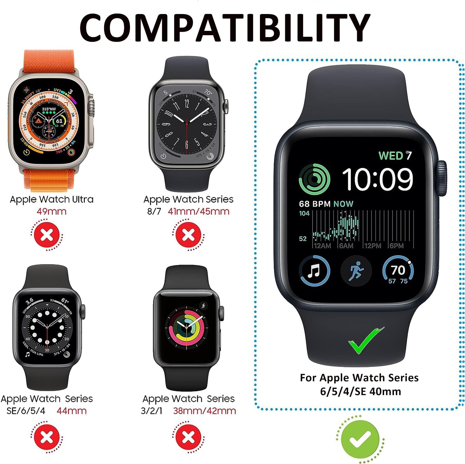 USTIYA 2X Case for Apple Watch Series Se / 6/5 / 4 40Mm Case Screen Protector TPU Smart Watch Cover image number 6