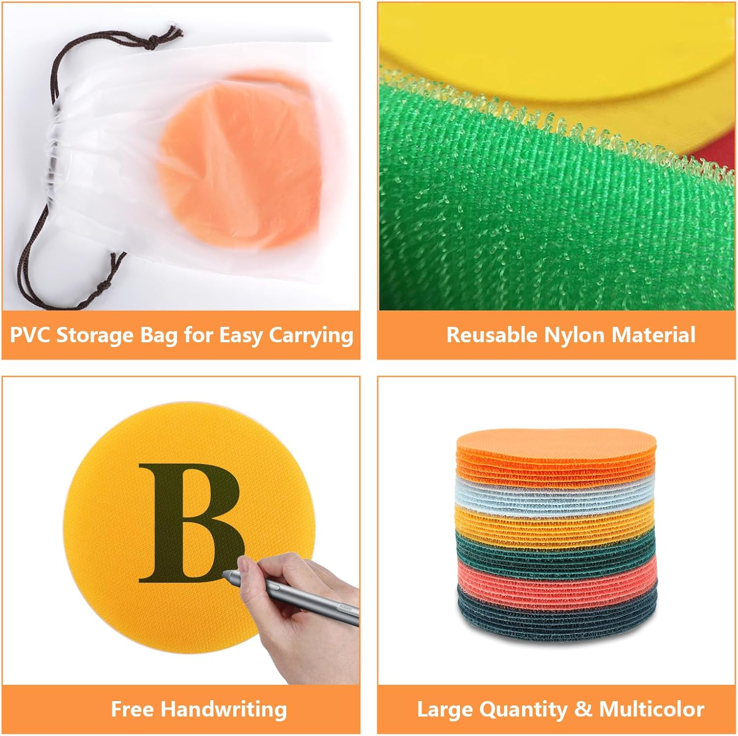 Taefuhnn 36Pcs Carpet Sit Spots Dots Markers with Storage Bag for Classroom Circle Sitting, Multicolor Floor Dots Sit Sickers for Teacher Supplies Elementary School Kindergarten Decoration image number 6