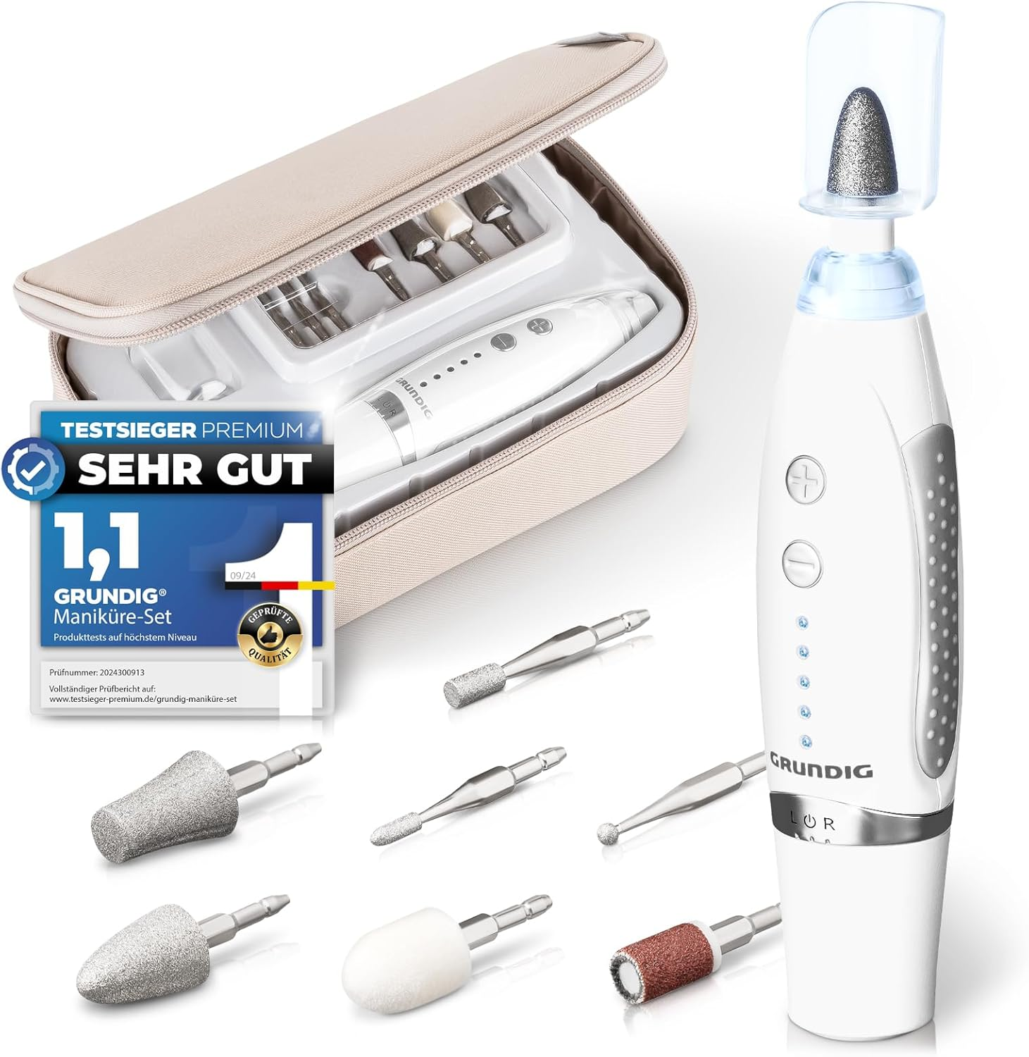 GRUNDIG Electric Manicure Set - Beautiful Nails Thanks to Power LED and 17-Piece Sapphire Accessories Pedicure Foot Care Set & Manicure Set with Accessories Reorder Electric Nail File (Manicure Set V2 image number 6