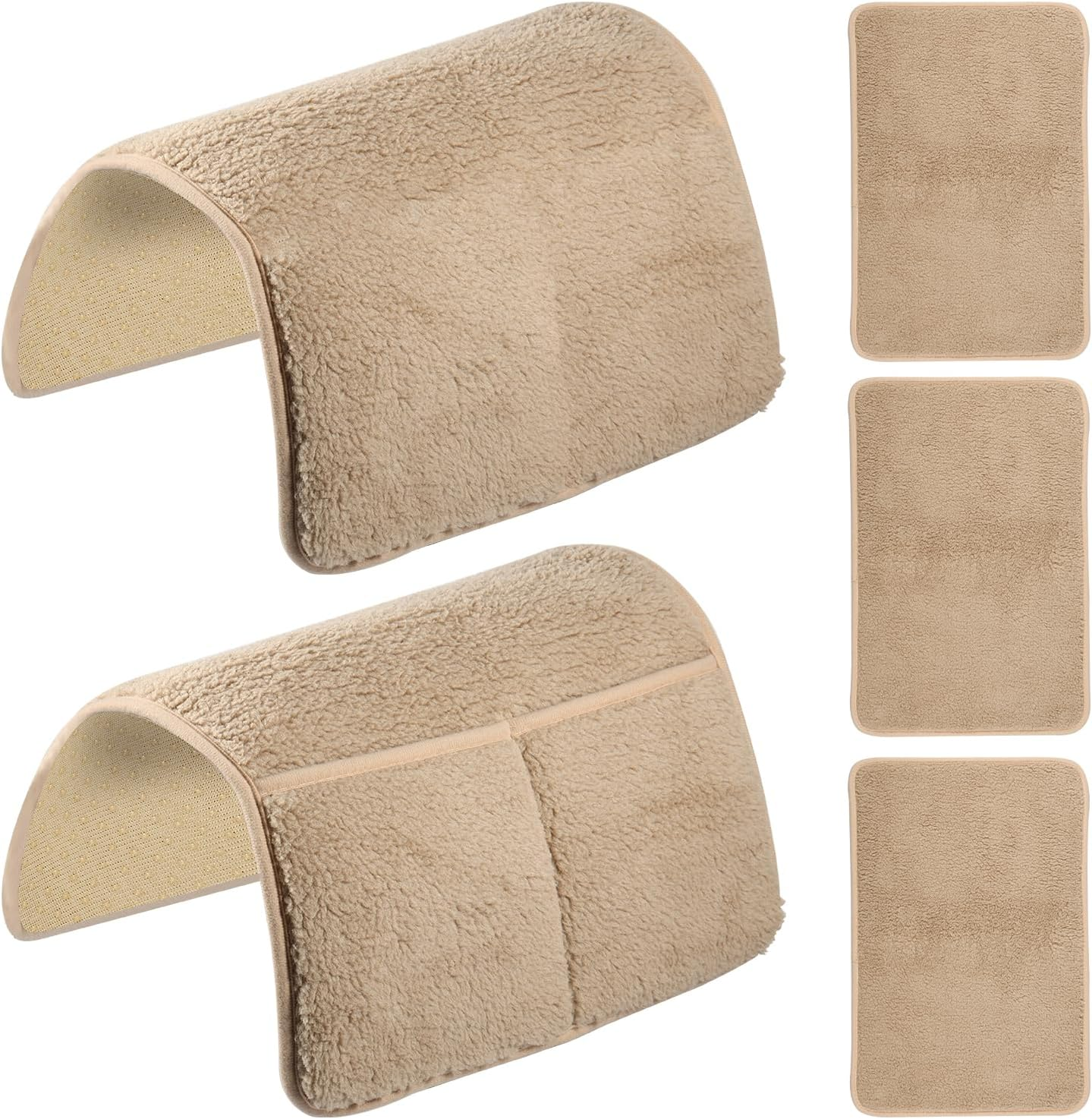 5 Pcs Sofa Armrest Cover Recliner Headrest Protector Nonslip Armchair Covers Sofa Slipcover with Side Pocket Abrasion Furniture Protector Fit Most Recliners Lounge Chairs and Sofa Armrests (Gray)