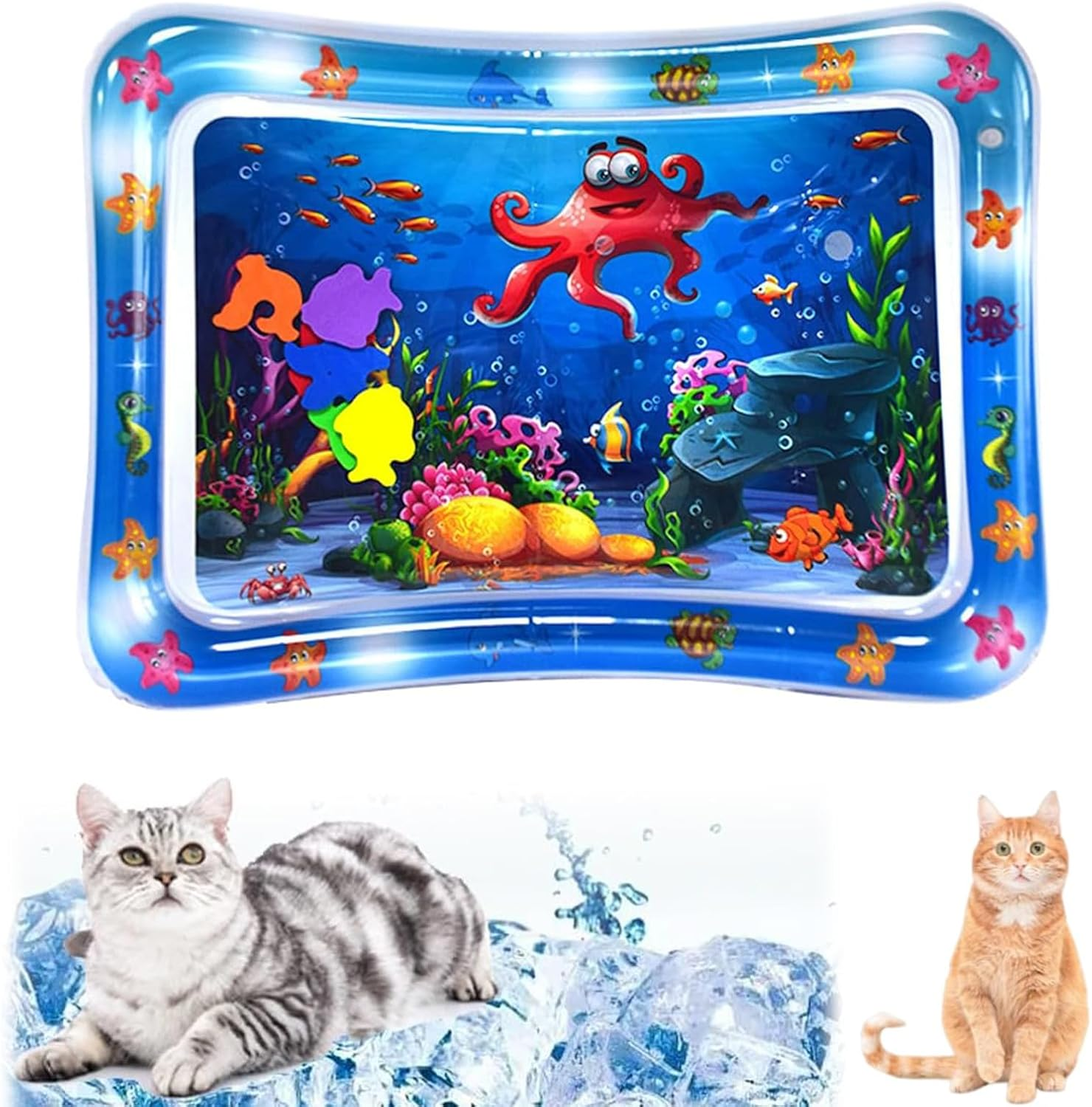 Sensory Water Play Mat for Cats, Cat Water Play Mat, Water Sensory Playmat with Fish for Pet Play, Thickened Water Sensor Play Mat for Cats, Water Sensor Mat for Kids (Style-G) image number 4
